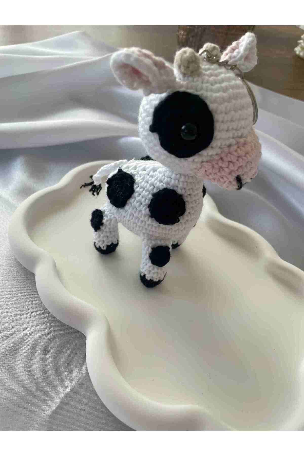OK AKSESUAR Amigurumi Anahtarlık El Yapımı İnek 12 cm