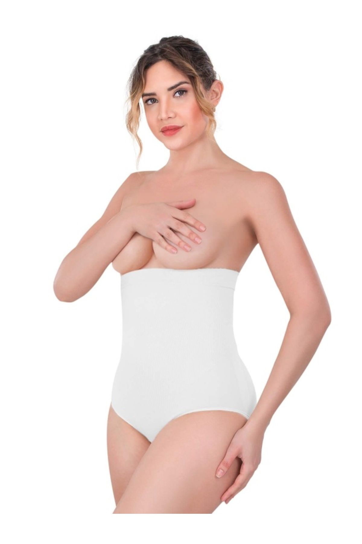 kapsulavm BEYAZ MI Emay 2080 Yüksek Bel Çıtçıtlı Slip Korse