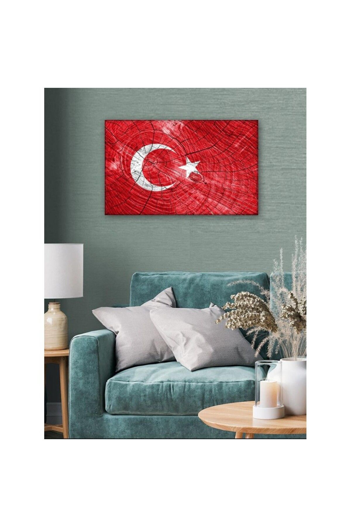 OK AKSESUAR Kanvas Tablo Türk Bayrağı (Bir Hilal Uğruna Ya Rab)