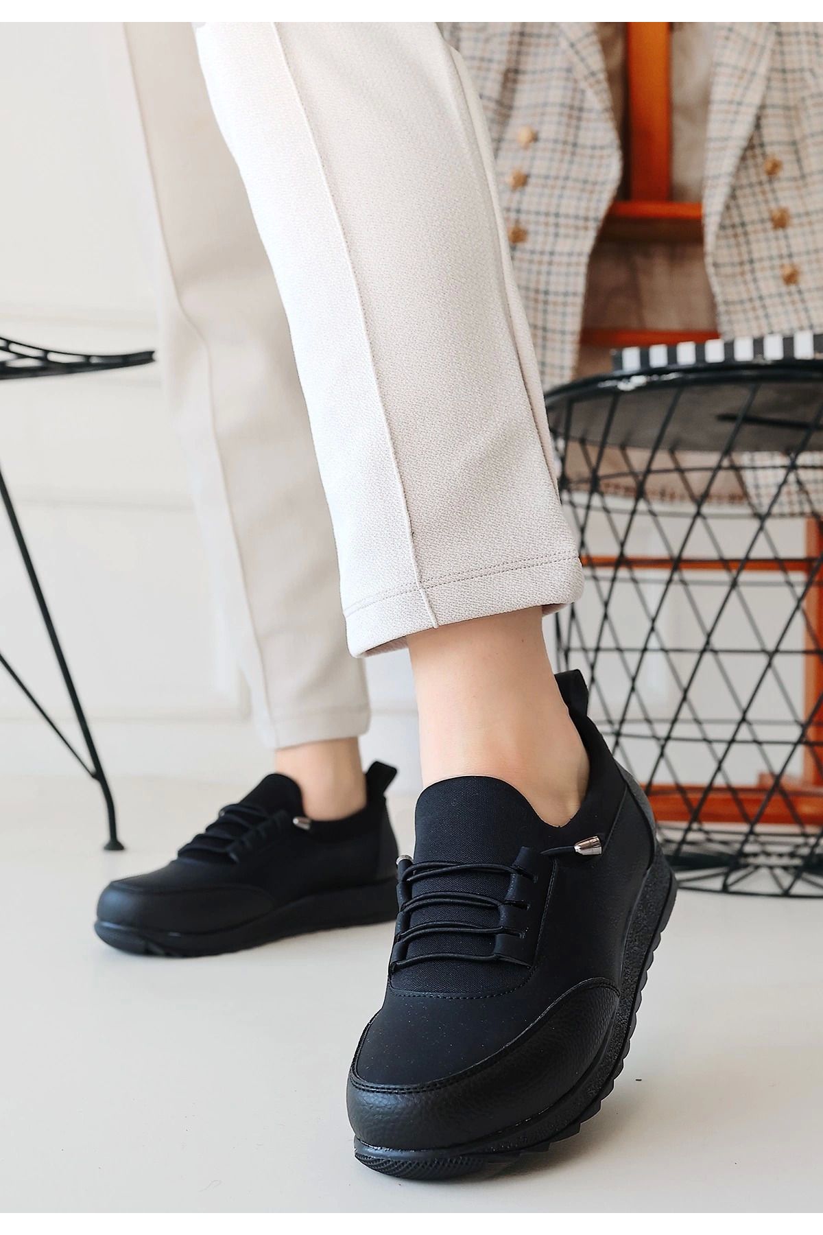 Shop58 Oles Siyah Cilt Babet Ayakkabı