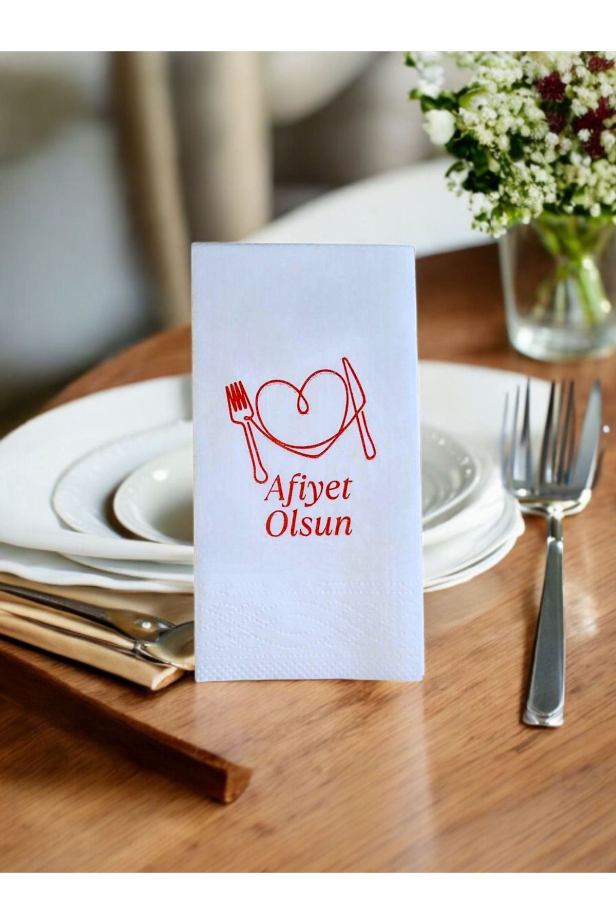 Peçetiva 50 Adet Afiyet Olsun Baskılı Lux Sunum Peçetesi