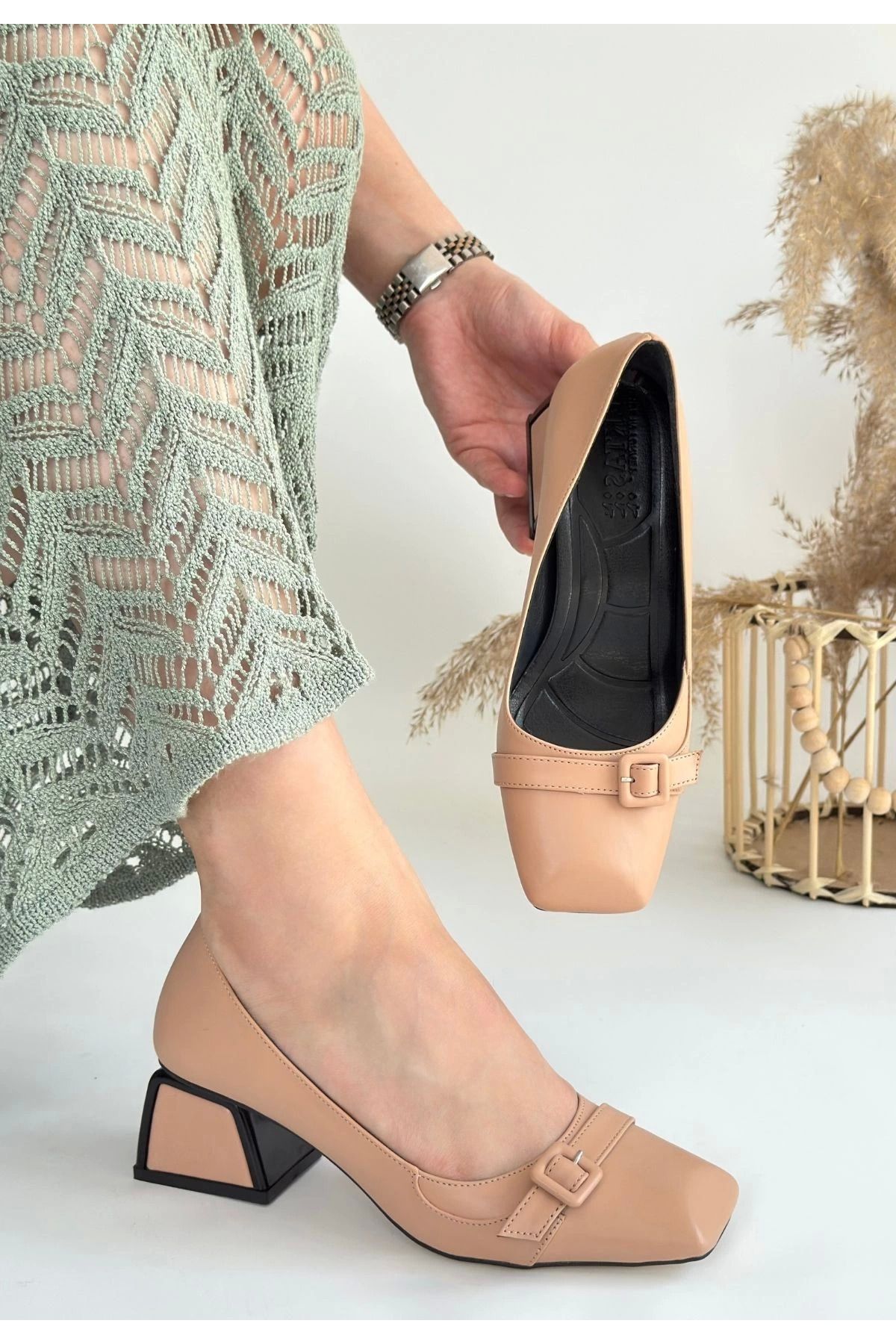 Shop58 Pentio Nude Cilt Topuklu Ayakkabı