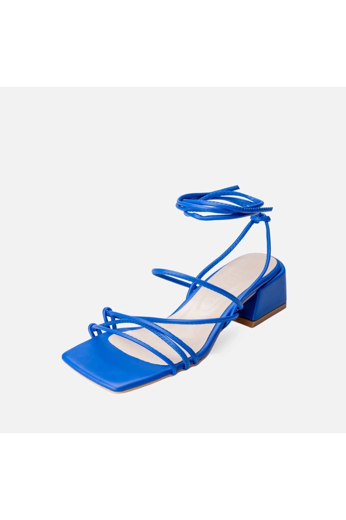 Shop58 Merdi Mavi Cilt Topuklu Ayakkabı
