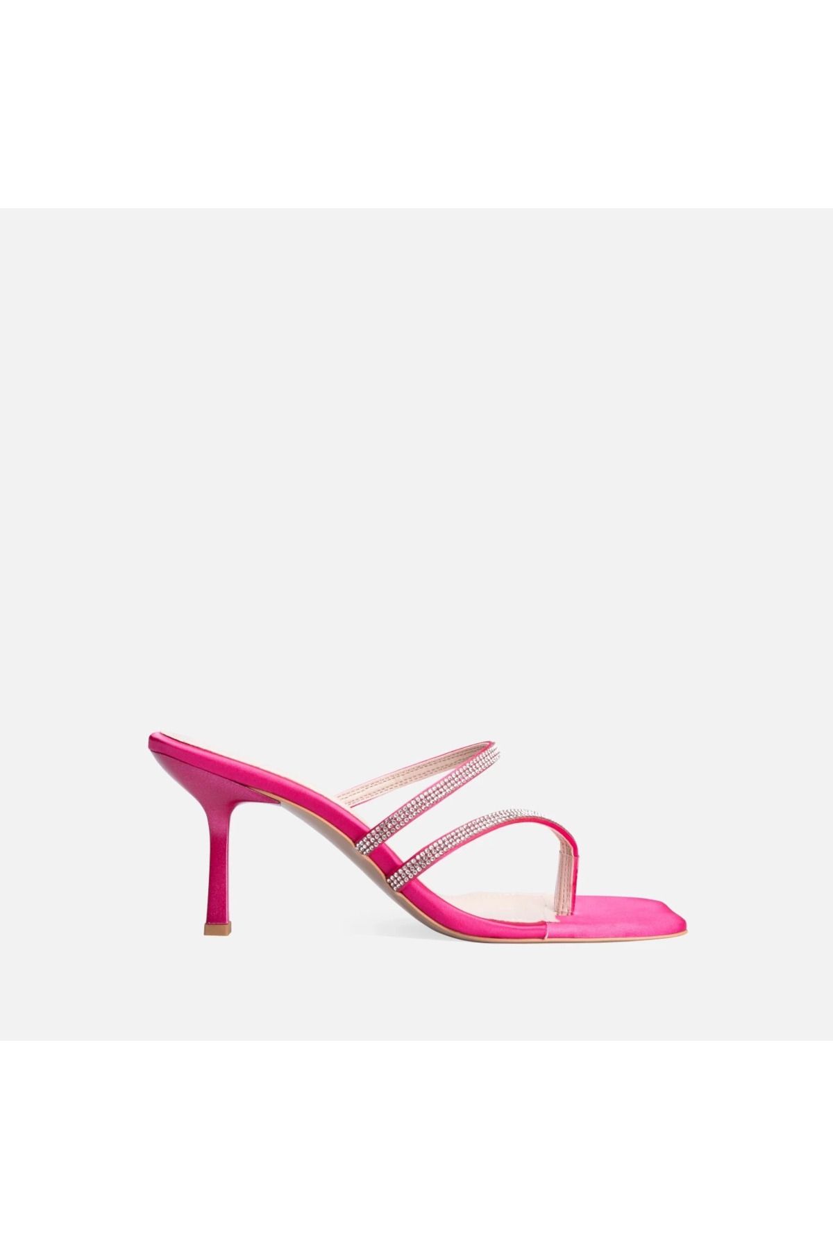 Shop58 Oyra Fuşya Saten Topuklu Terlik