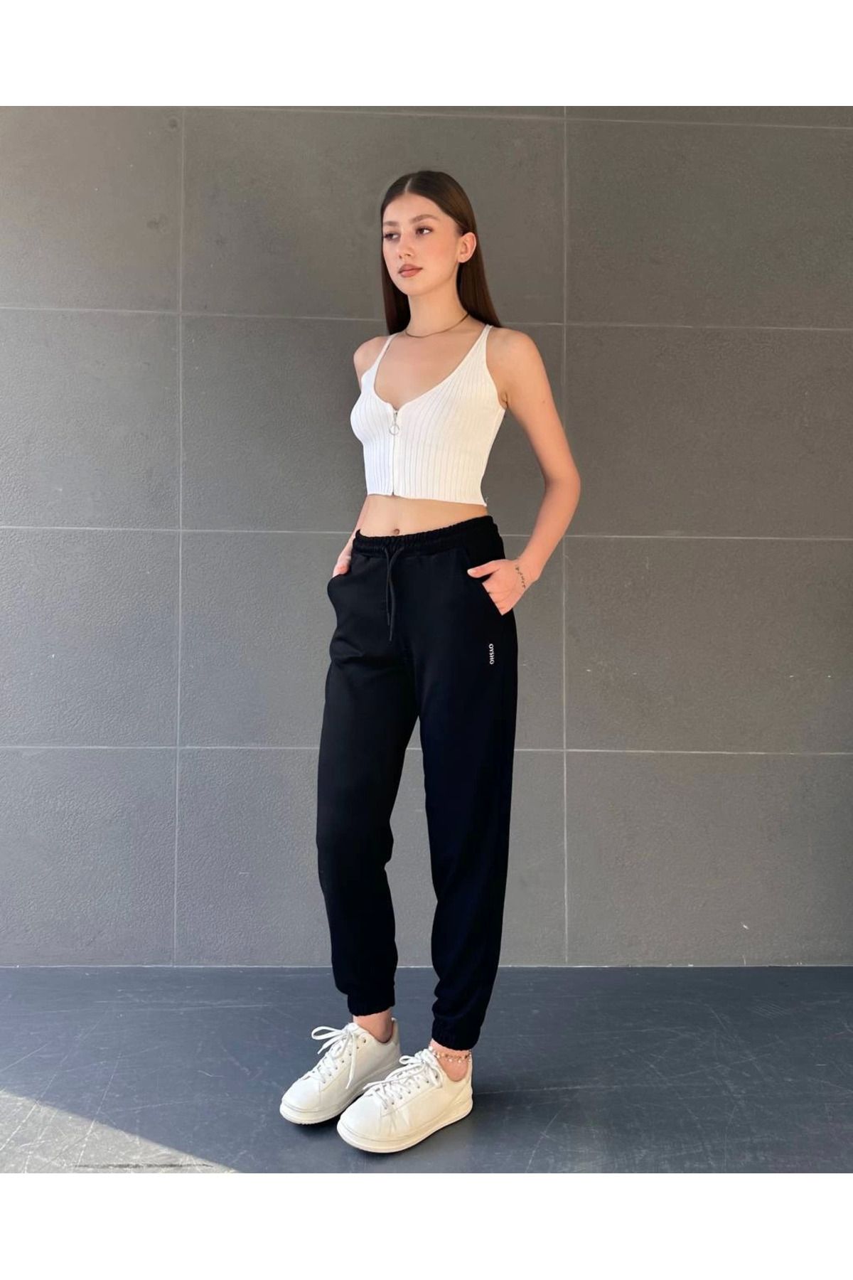 Shop58 paça lastikli rahat kumaş eşofman siyah