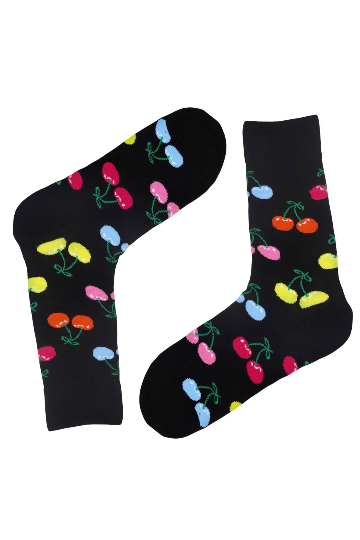 MiaSocks Siyah Kiraz Desenli Çorap