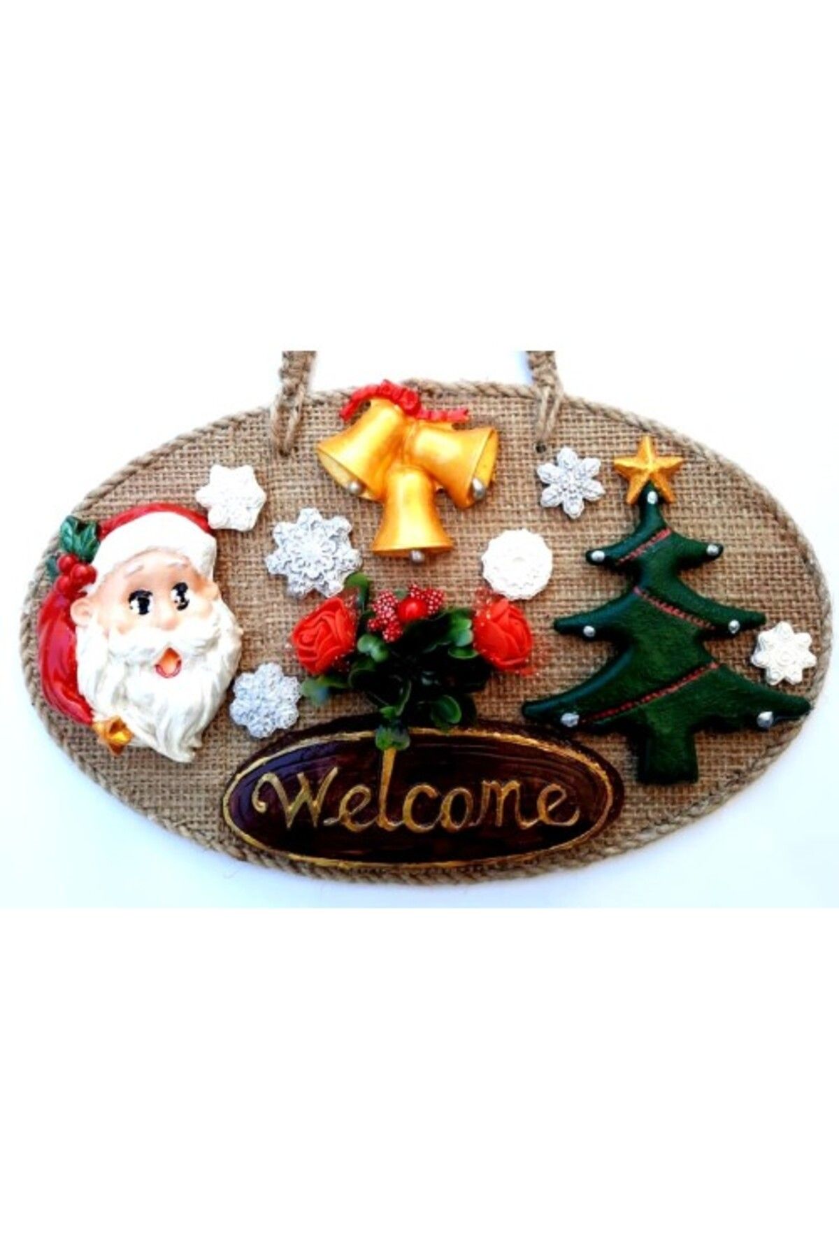 Shop58 Welcome Yazılı Noel Babalı El Yapımı Yılbaşı Kapı Süsü