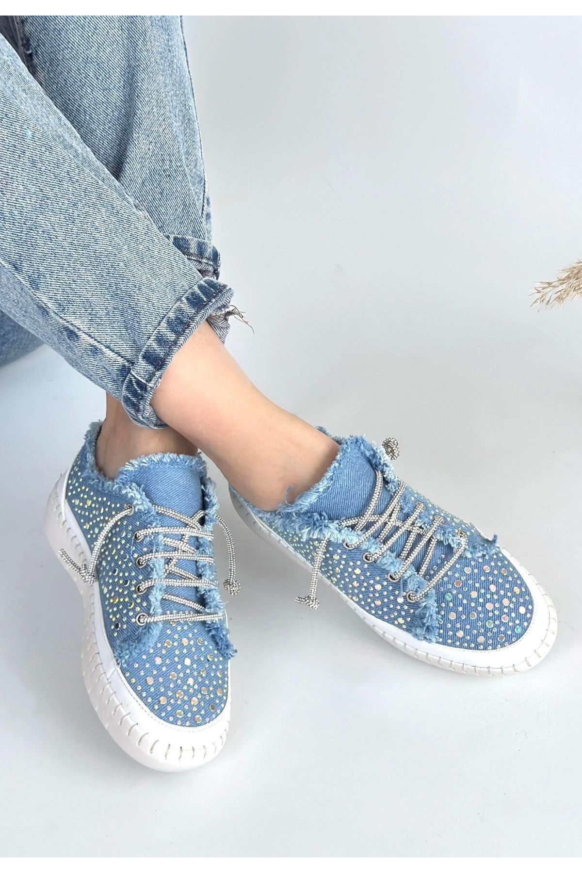 Shop58 Guja Mavi Kot Bağcıklı Spor Ayakkabı