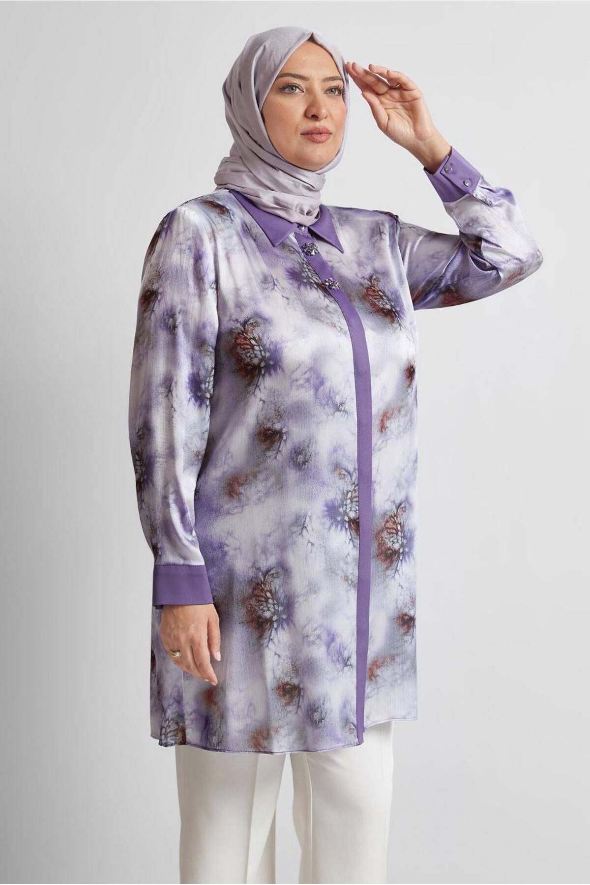 Alvina DESENLİ SATEN TUNİK 20743