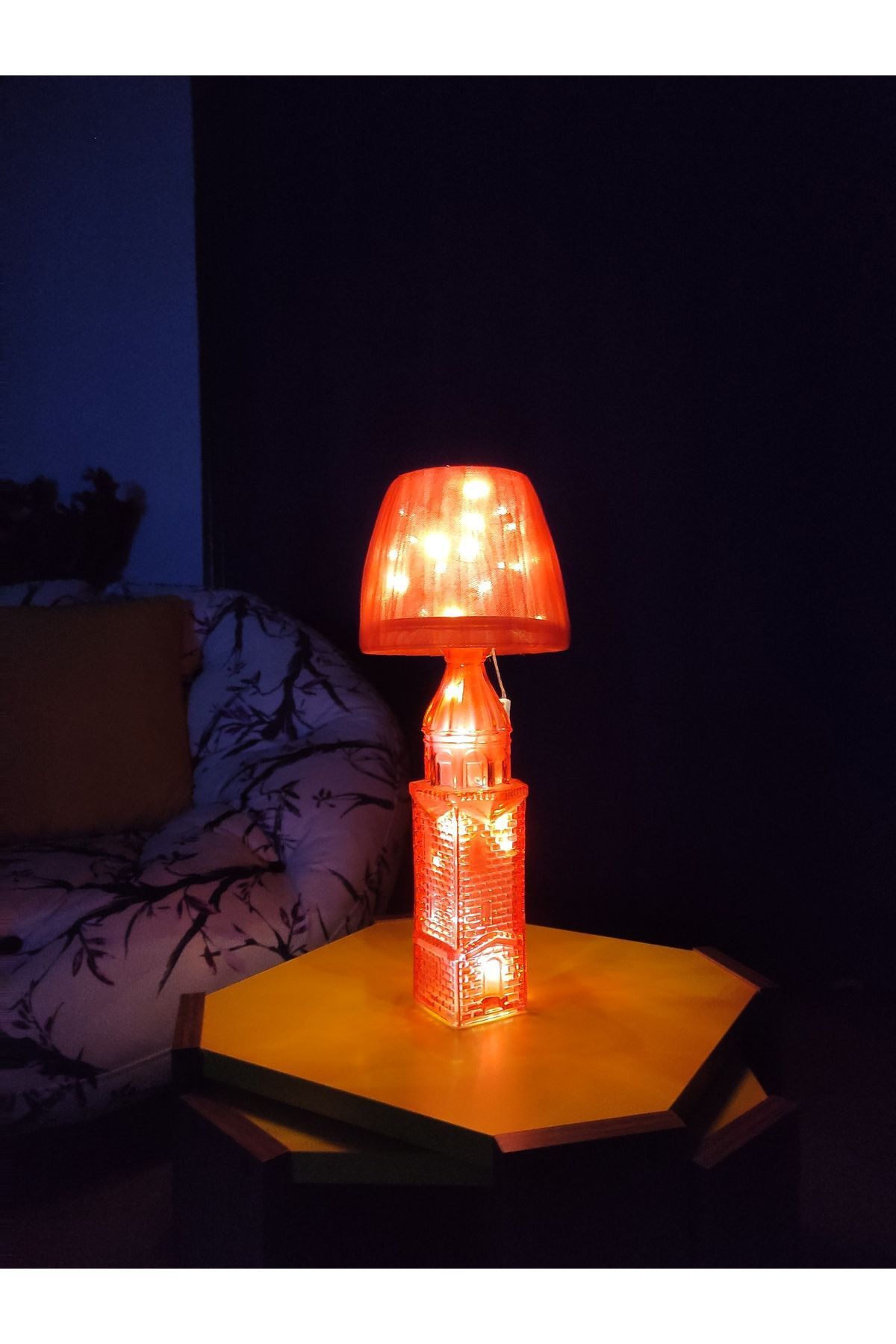 teknotrust Kız Kulesi Cam Şişe Abajur , Aydınlatma Peri Led Gece Lambası