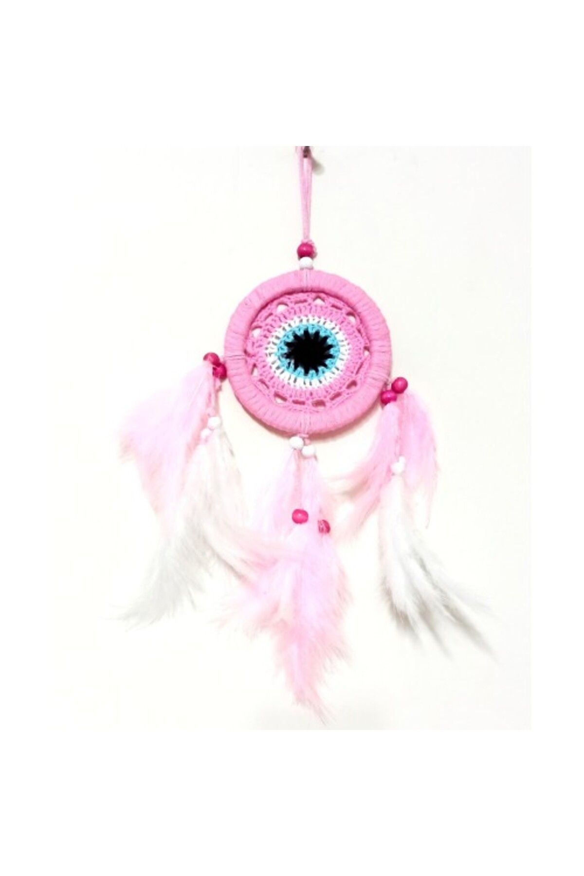 Shop58 Pembe Dream Catcher Pembe Ve Beyaz Kuş Tüylü Düş Kapanı El Yapımı Duvar Süsü