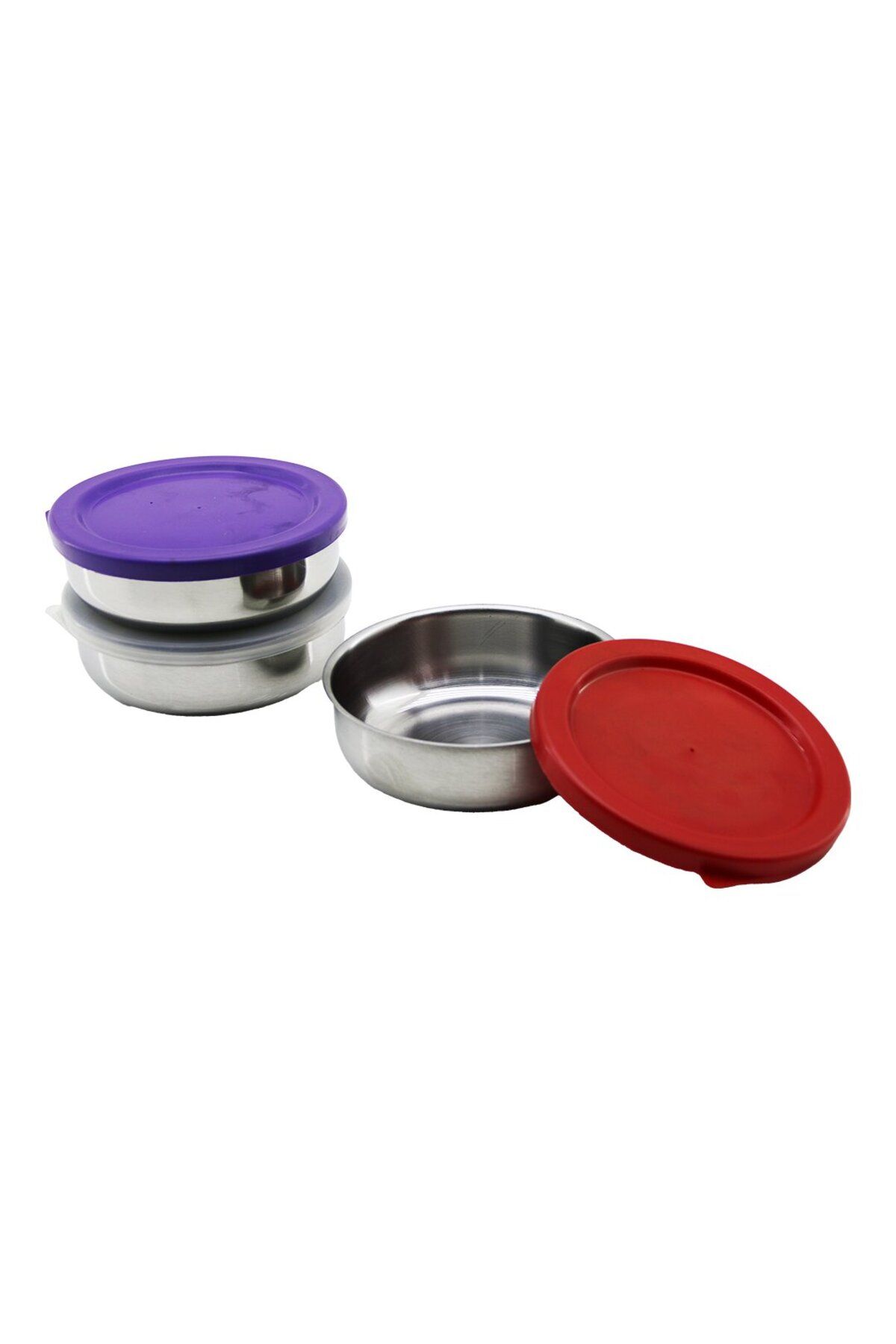 Shop58 12CM ÇELİK SAKLAMA KABI RENKLİ - ŞEFFAF PLASTİK KAPAK (4172)