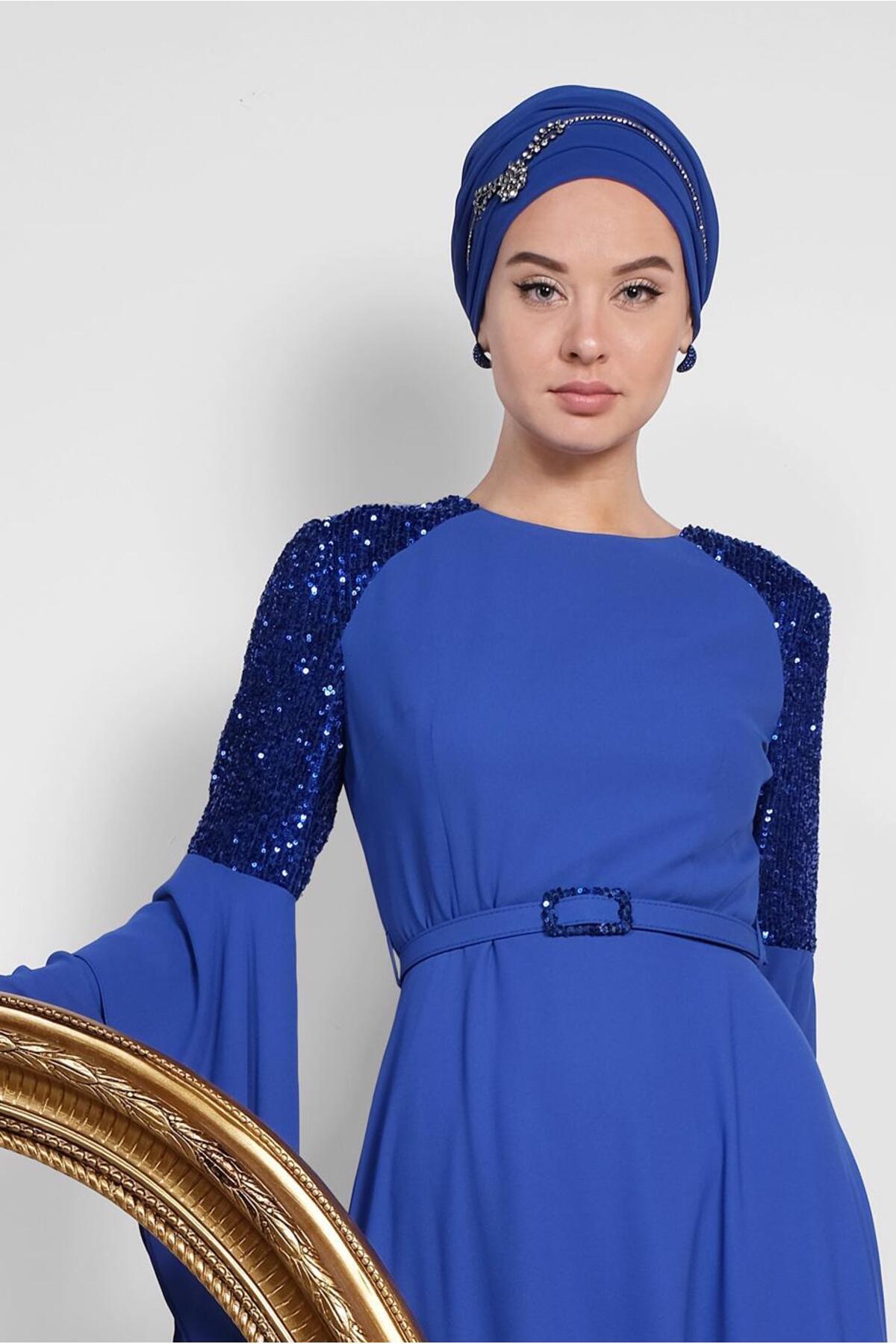 آلوینا لباس شب با آستین گشاد 4217