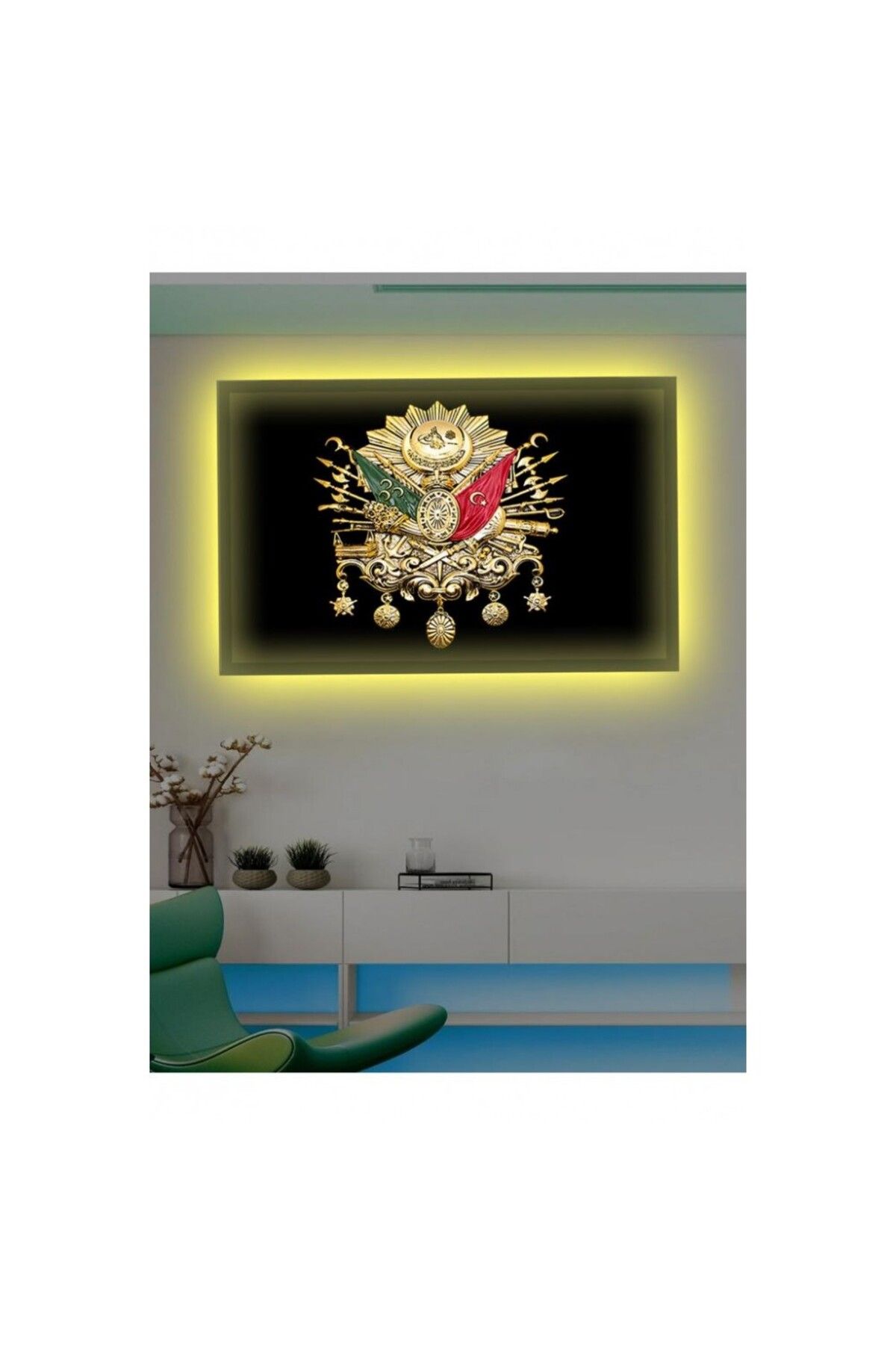 OK AKSESUAR Kanvas Tablo Osmanlı Amblemi Led Işıklı