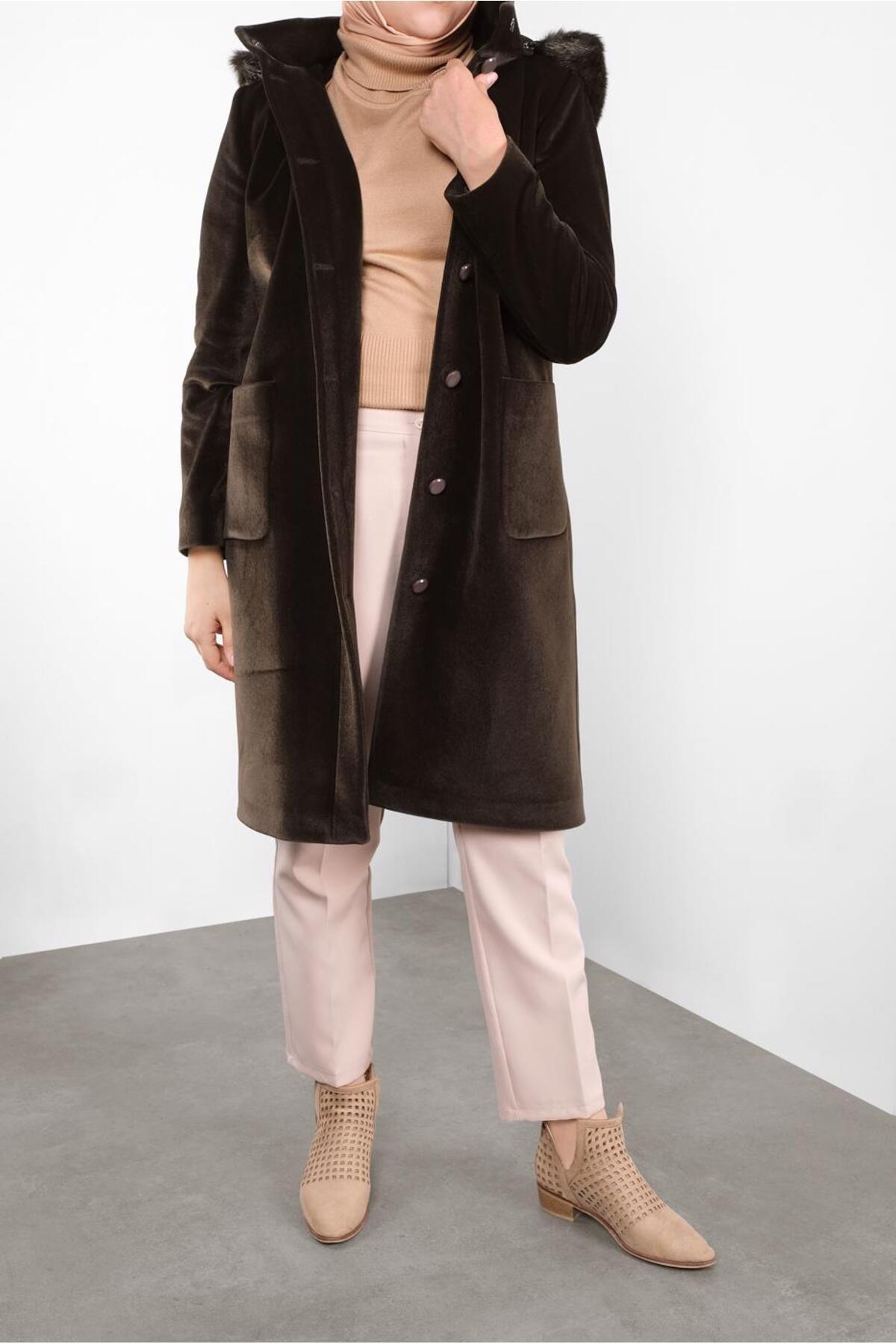 آلوینا پالتوی خزدار کلاه‌دار ۹۰۰۹۲