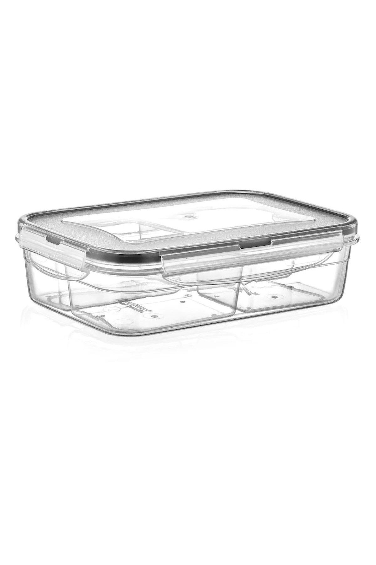 Shop58 4 Bölmeli Sızdırmaz Contalı Kilitli Kapaklı 1 Litre Erzak Saklama Kabı -LC520 (4172)