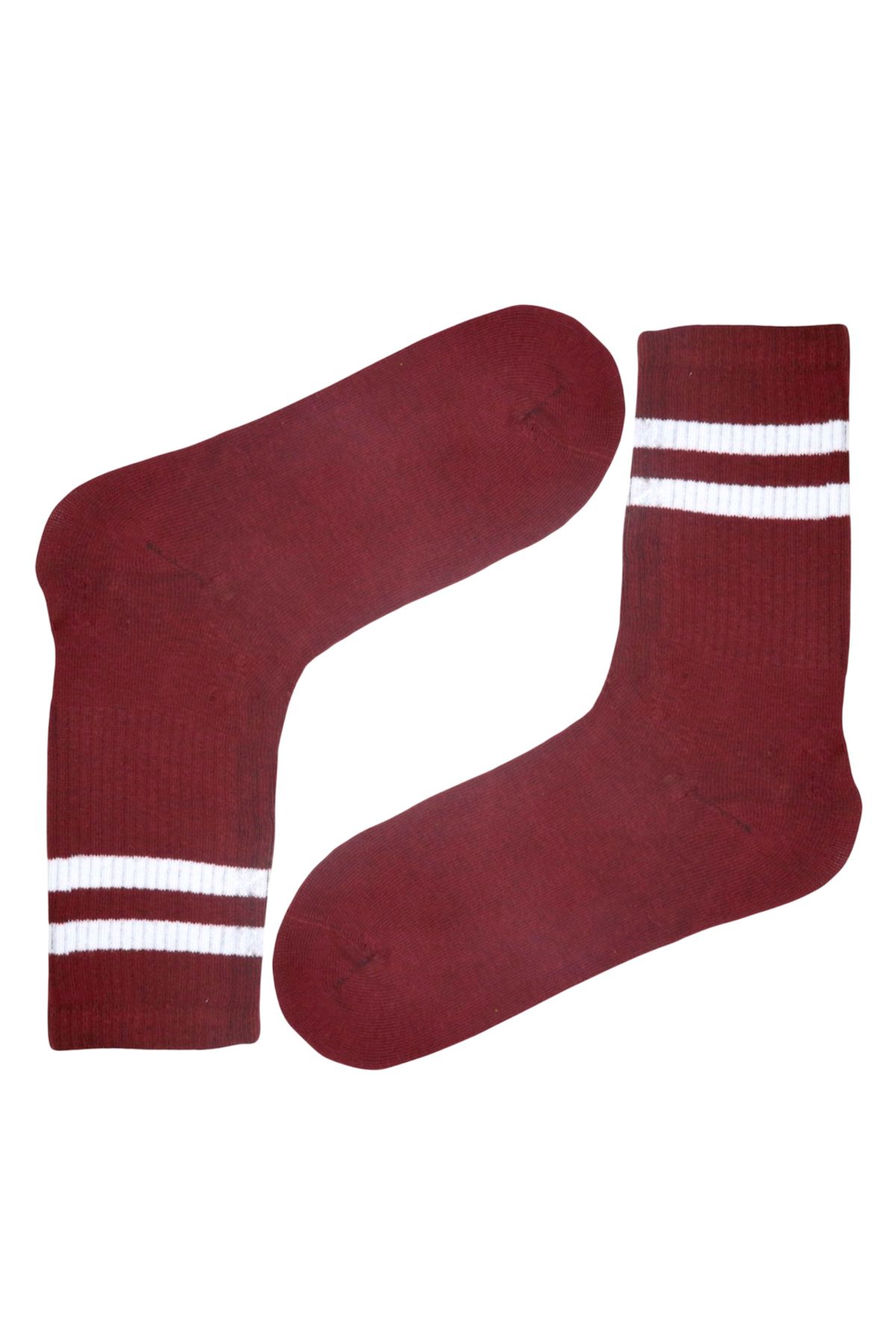 MiaSocks Bordo-Beyaz Şerit Desenli Çorap