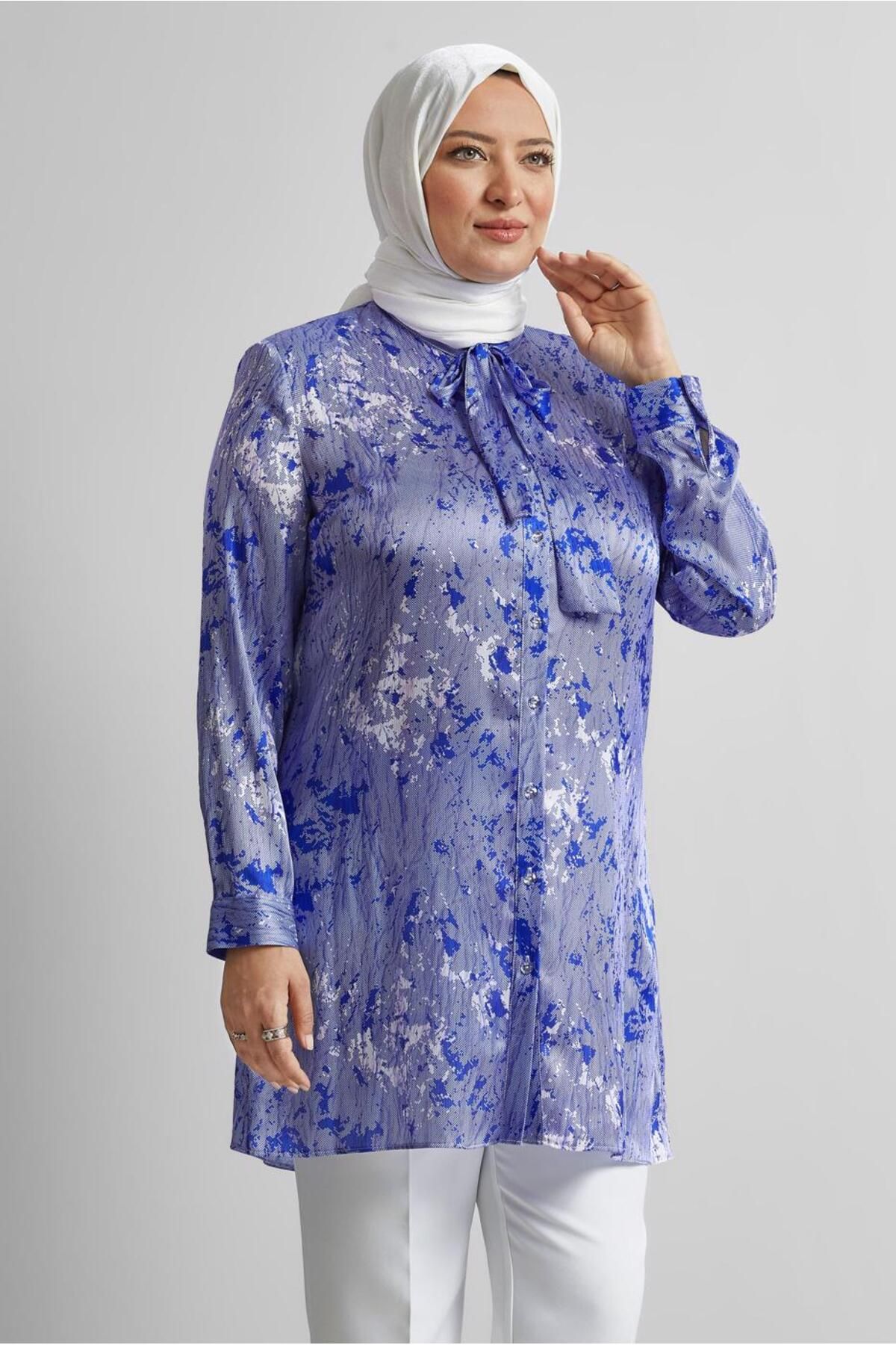 Alvina DESENLİ SATEN TUNİK 20707