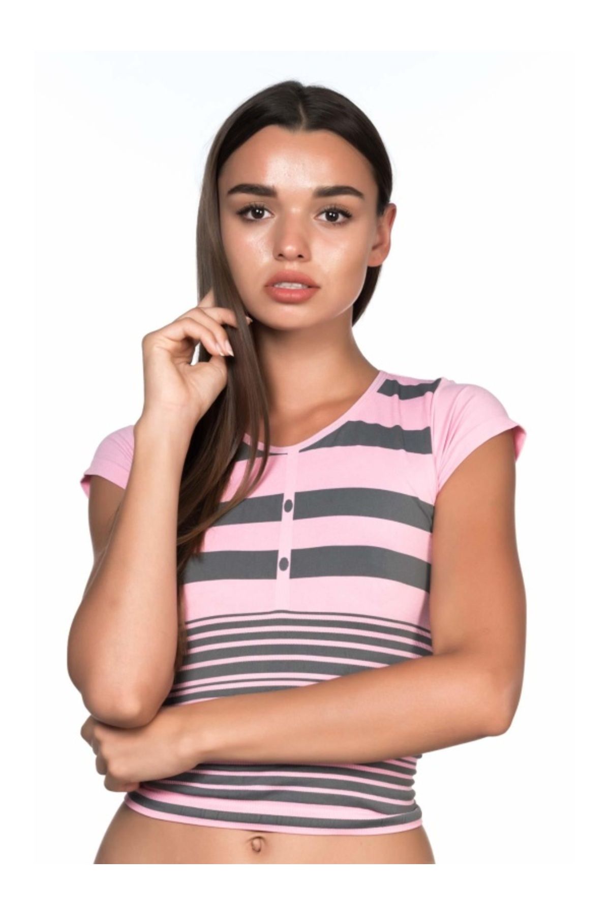 kapsulavm PEMBE GRİ MI Emay 5026 Soft Seamless T Shirt