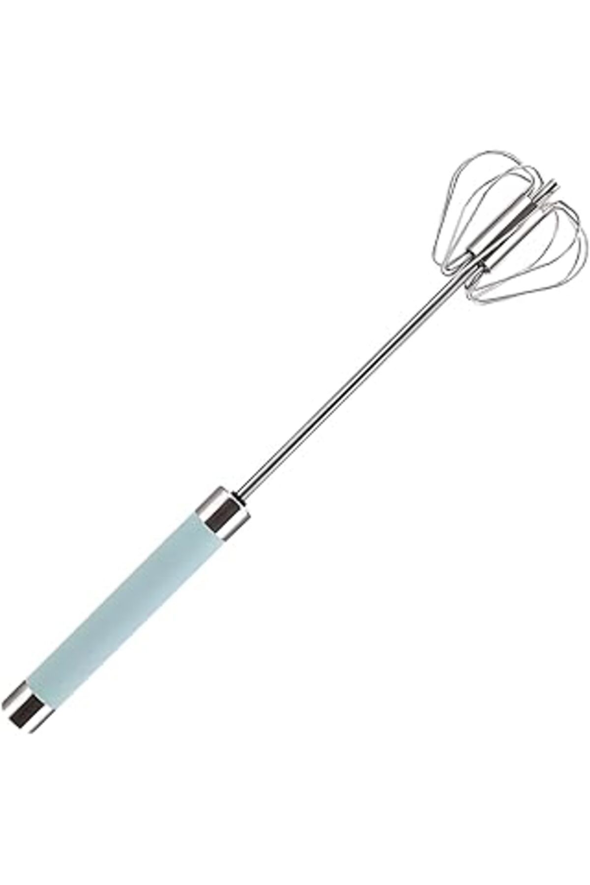 Mu Art Ahşap Paslanmaz Çelik Yarı Otomatik Yumurta Çırpıcı - Pratik Çırpma İşlemi İçin Elle İtmeli Döner Karıştı