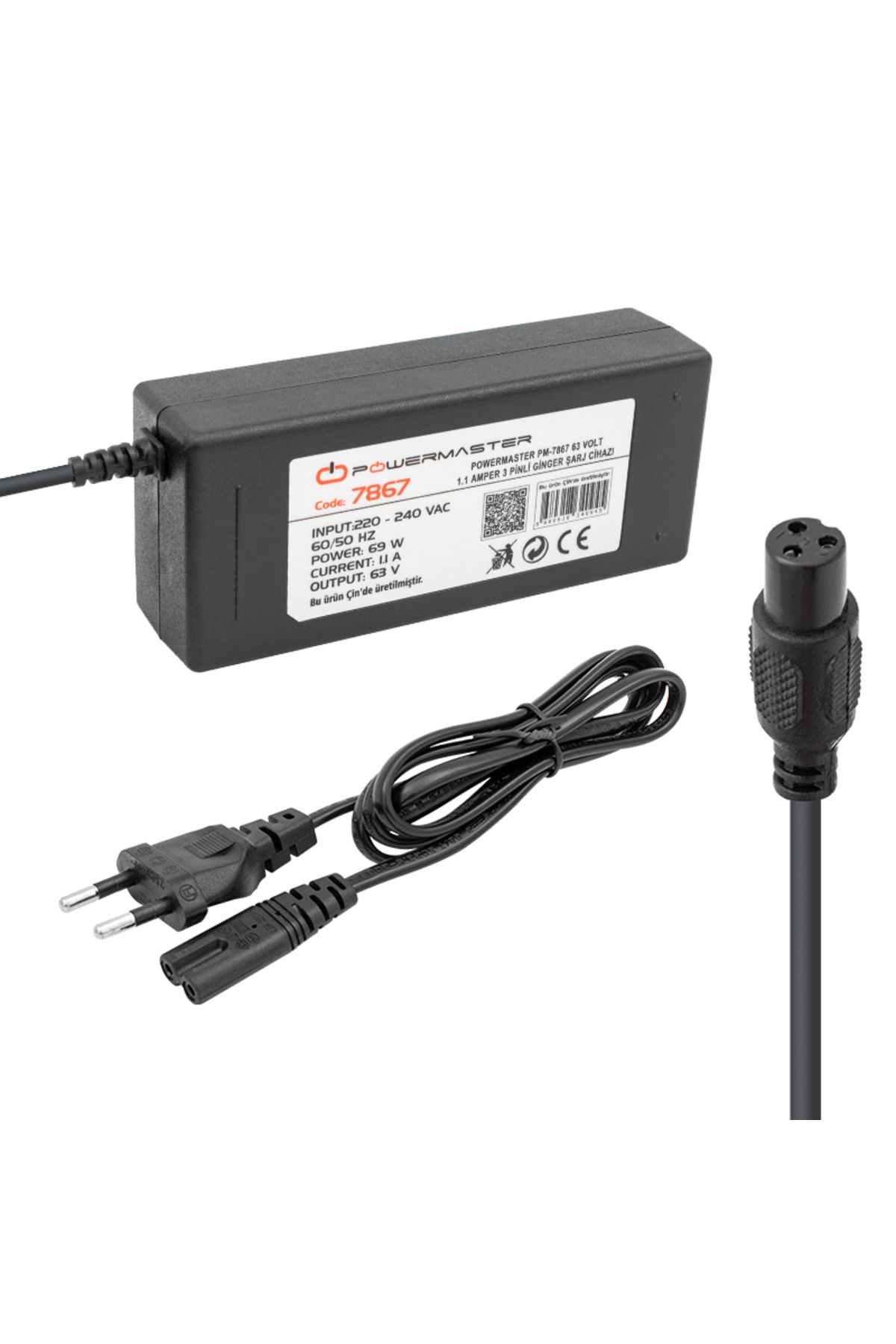 robotrend Pm-7867 63 Volt- 1.1 Amper - 69 Watt Uyumlu 3 Pinli Masaüstü Ginger Şarj Cihazi Adaptörü