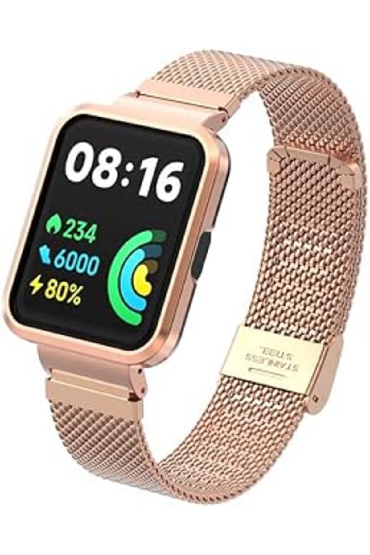 karadağsb Zore Xiaomi İle Uyumlu Redmi Watch 2 Lite Krd-66 Metal Kordon Rose Gold