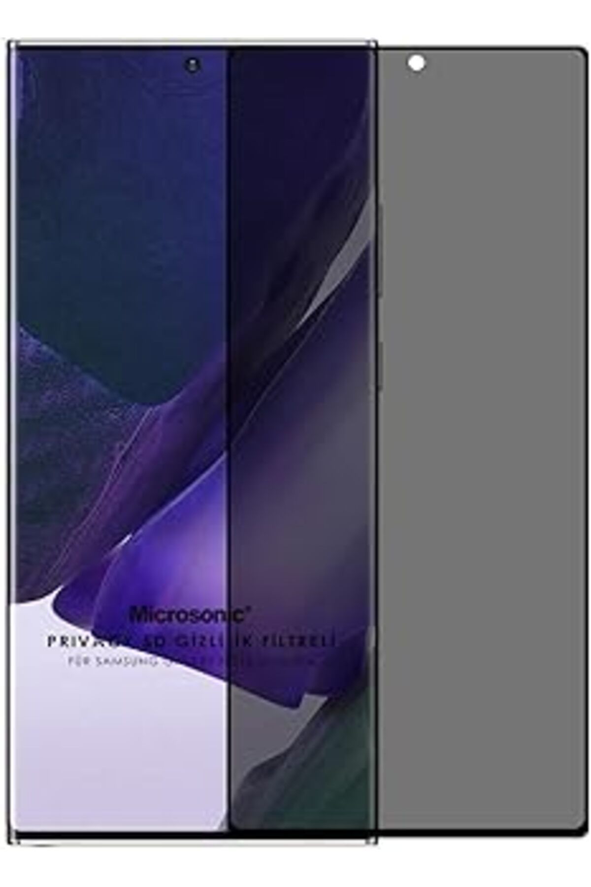 Pazarcan Microsonic Samsung Galaxy Note 20 Ultra Privacy 5D Gizlilik Filtreli Cam Ekran Koruyucu Siyah
