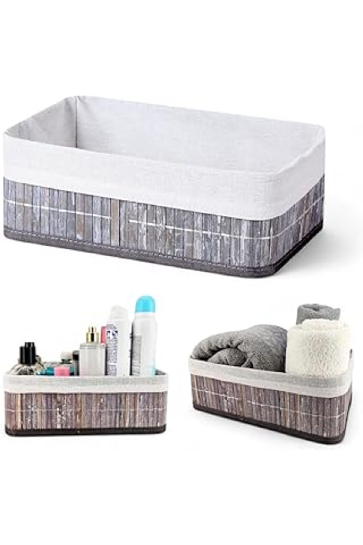 NZM TİCARET Çok Amaçlı Saklama Kutusu Düzenleyici Orta Boy Organizer, Dekoratif Düzenleyici Gri (29X19X10CM)