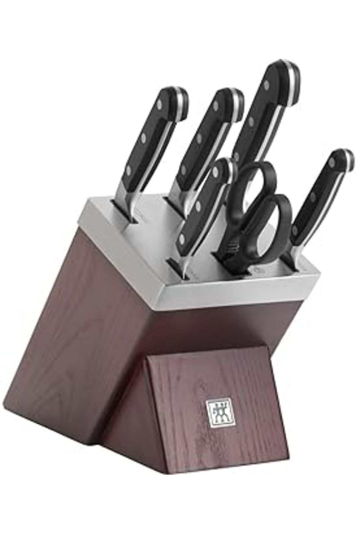 robotrend Zwilling 7 Parça Kendinden Bilemeli Blok Set, Doğal Ahşap Ve Gümüş Rengi