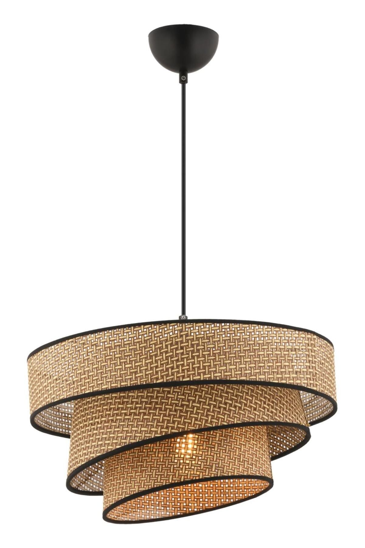 SerenityHaven Doğal/Siyah Biyeli Hazeran Üç Katlı Merdiven Model Rattan