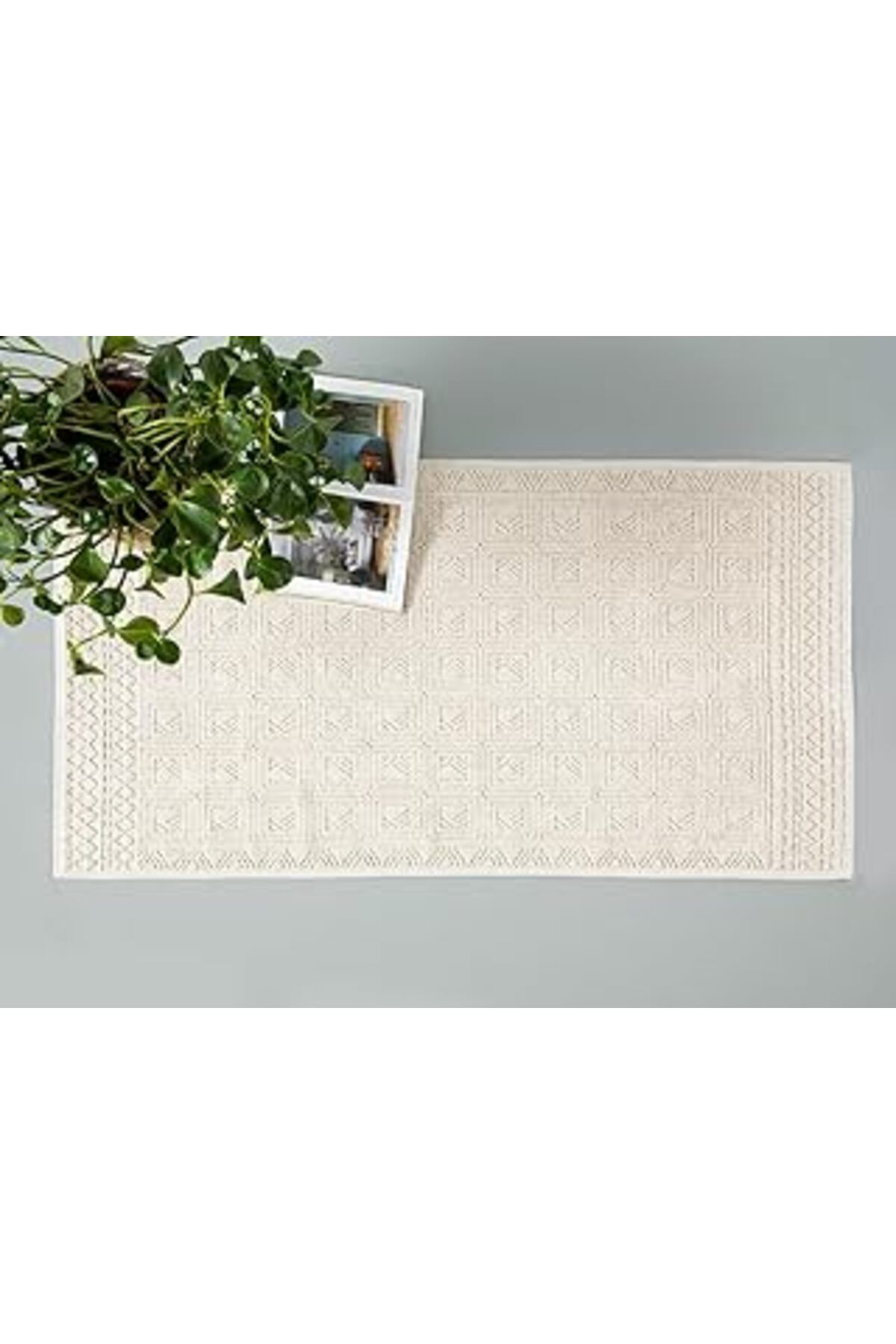 Mu Art Ahşap English Home Shabby Pamuklu Kilim 80x150 Cm Beyaz