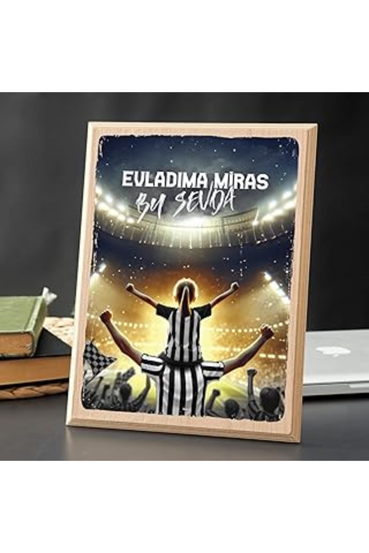 Mu Art Siyah Beyaz Taraftarlara Özel Ahşap Tablo 22X30 Cm