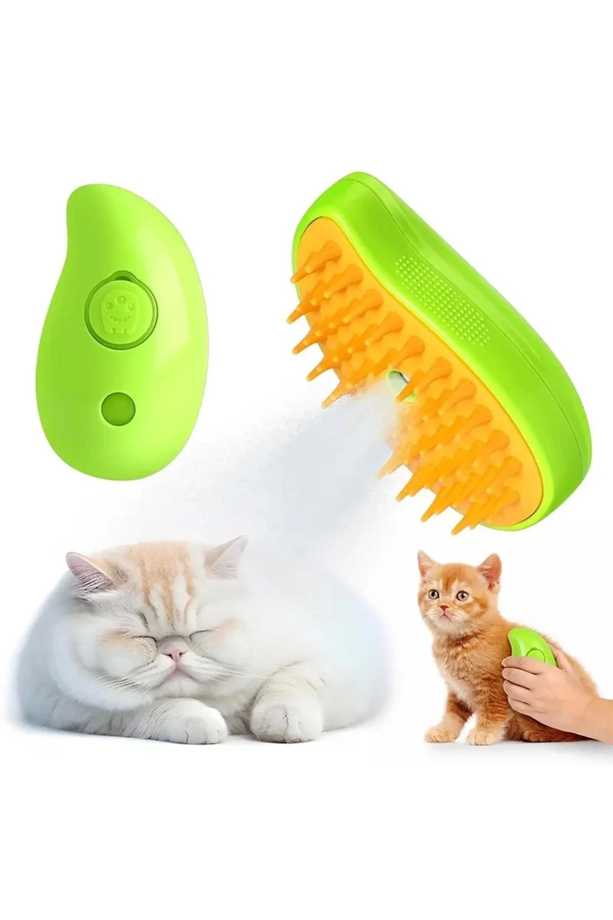 ÇERÇİCİ Buharlı Yumuşak Silikon Uçlu Kedi - Köpek Tüy Tarama Tarağı Yıkama Tımar Fırçası