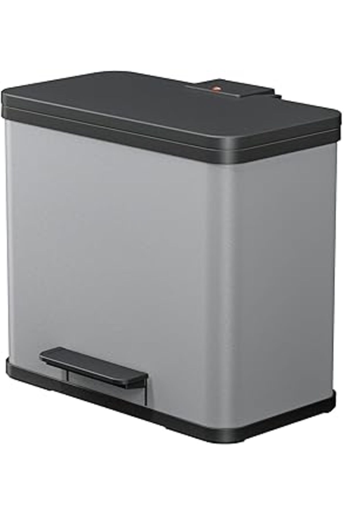 robotrend Hailo 0630 – 200, Öko Duo Plus L, Pedallı-Abfalltrenner, 17 + 9 Litre, Metal, Gümüş, 47 X 35 X 44 C