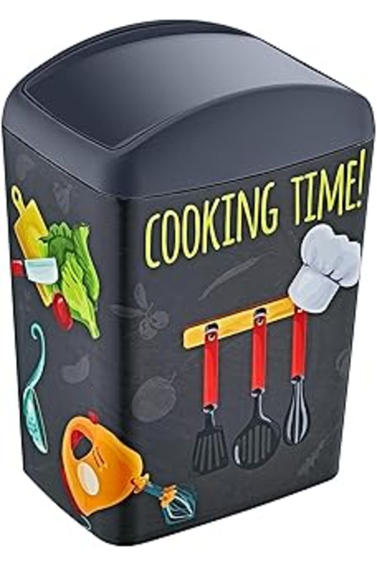 NZM TİCARET Smartware Soft Resimli Çöp Kutusu Döner Kapak Cook 5 Lt - Cook, Çok Amaçlı Döner Kapaklı Çöp Kovası