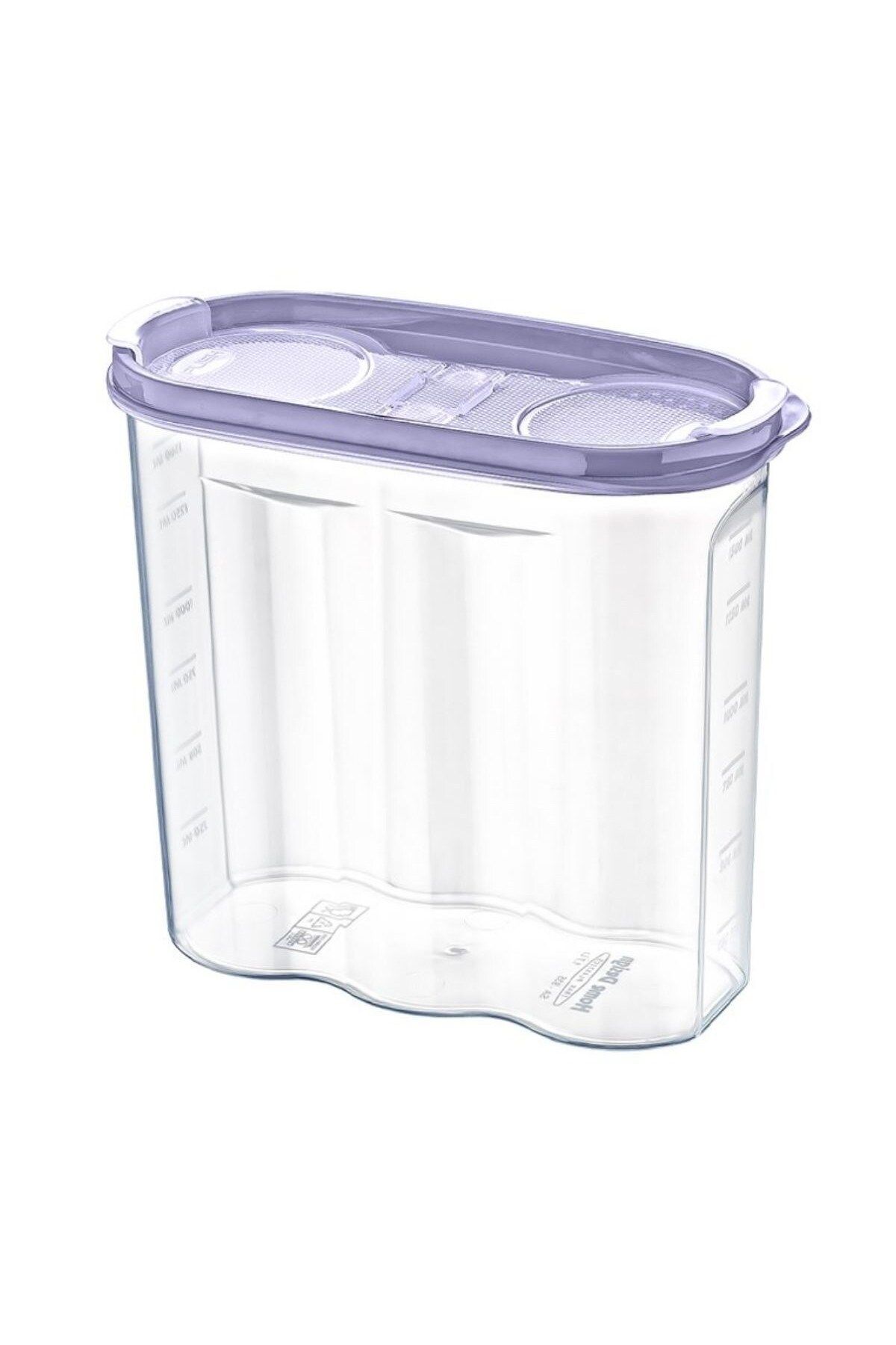 Shop58 2 Kapaklı Ölçekli Erzak Kuru Gıda Saklama Kutusu Kabı - 1,7 Litre - SA935 (4172)