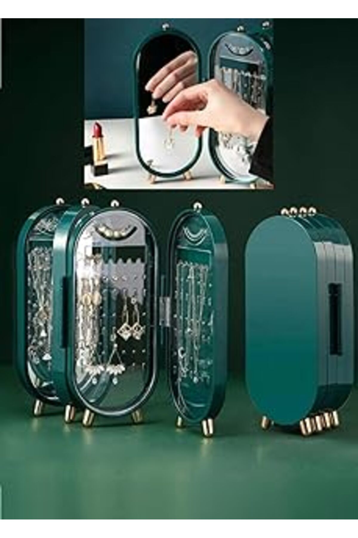 robotrend Busstier Katlanabilir Aynalı Ve Ayaklı Takı Standı, Şık Ve Ergonomik Tasarım, Çok Amaçlı Depolama,