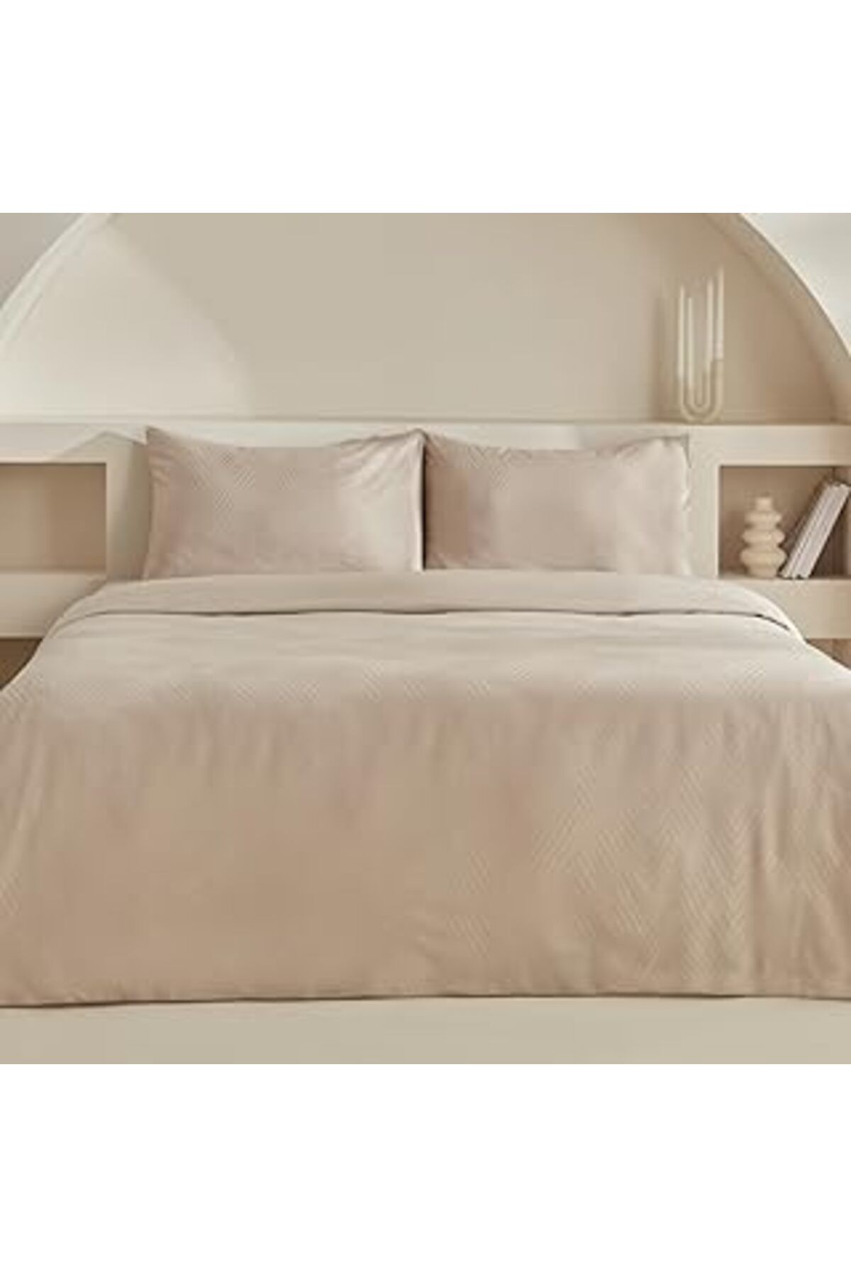 Pazarcan Karaca Home Charm Sion%100 Pamuk Jakarlı Saten King Size Nevresim Takımı Bej