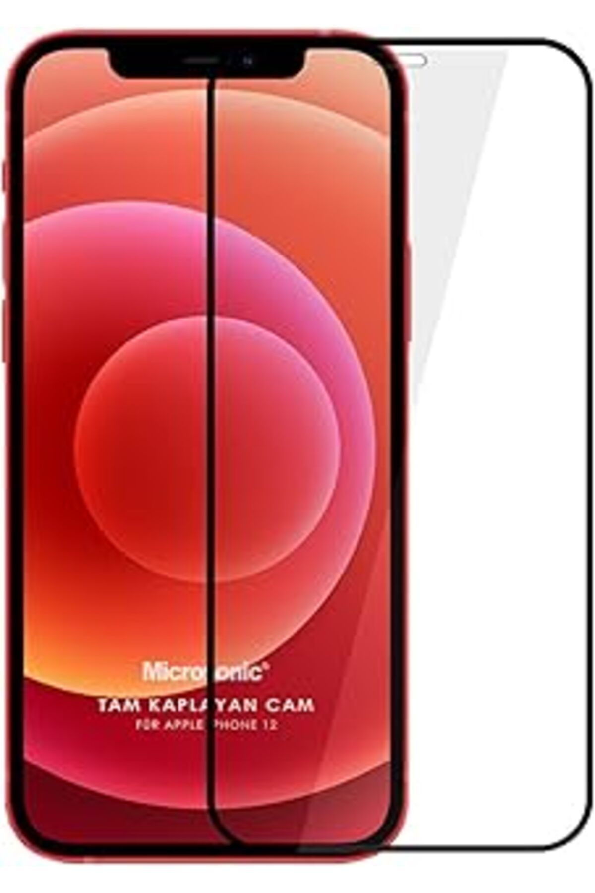 Pazarcan Microsonic Apple Iphone 12 Tam Kaplayan Temperli Cam Ekran Koruyucu Siyah