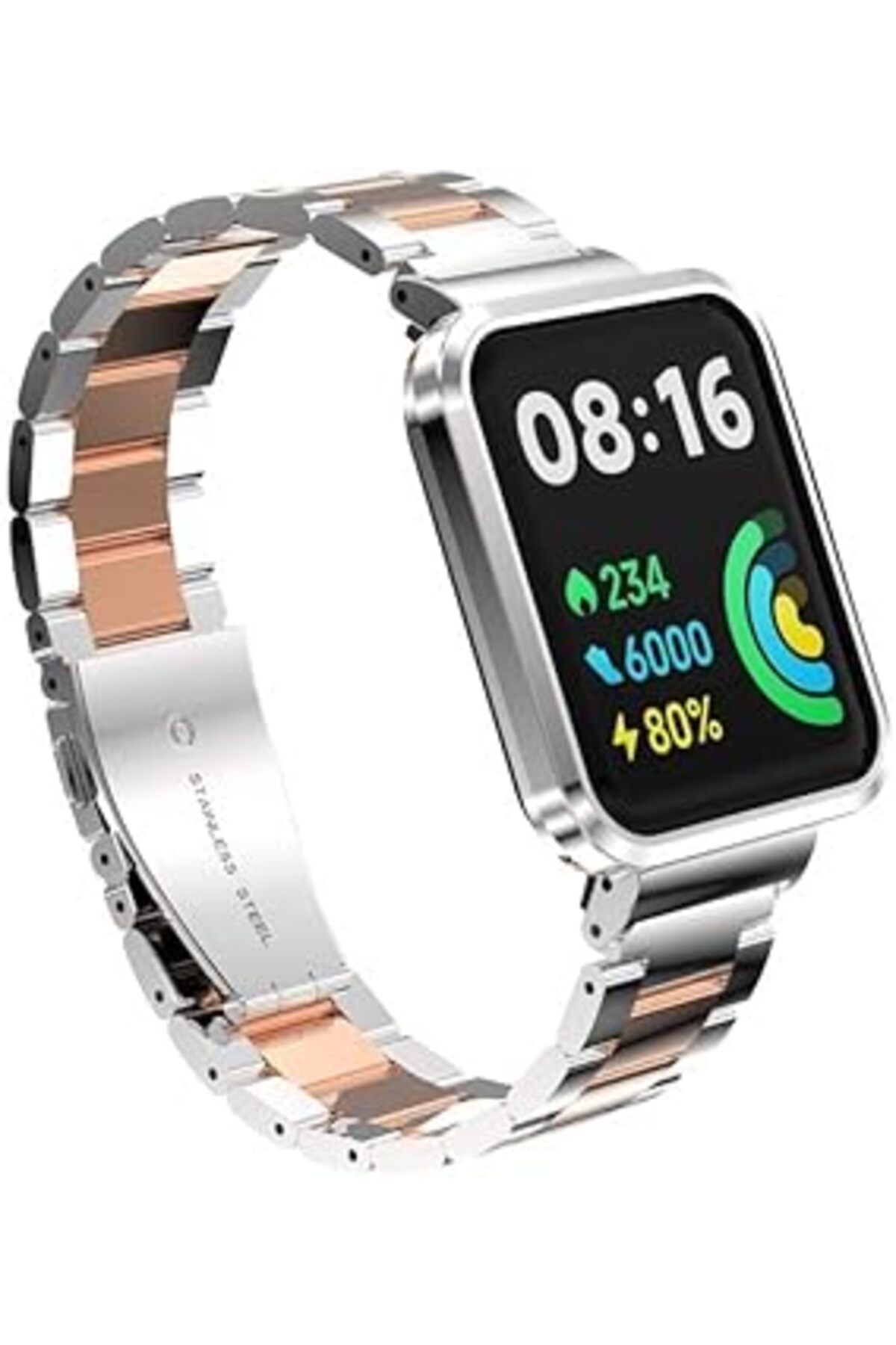 karadağsb Zore Xiaomi İle Uyumlu Redmi Watch 2 Lite Krd-60 Metal Kordon Gümüş-Rosegold
