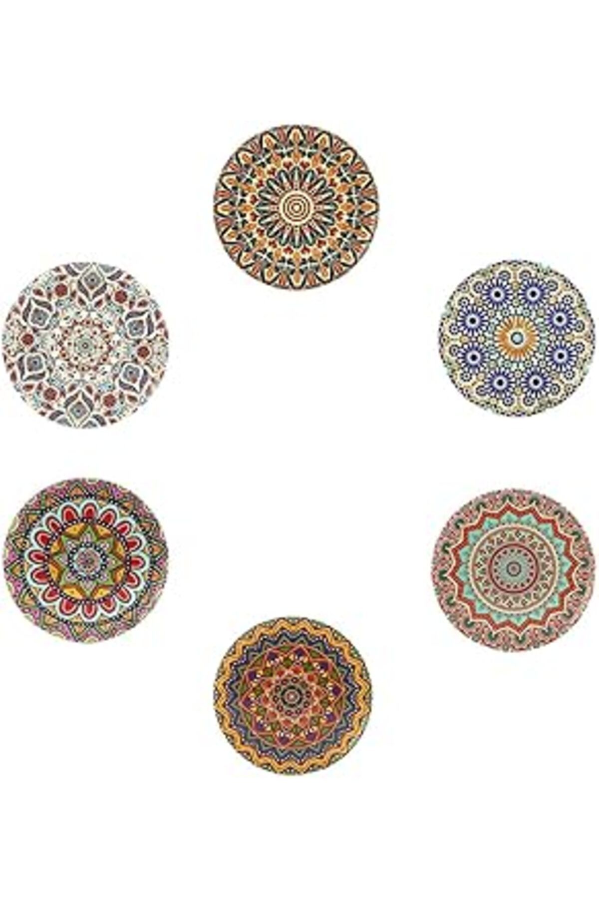 Mu Art Gifthome 6 Lı Çini Desenli (Autum) Metal Bardak Altlığı Ve Metal Stand