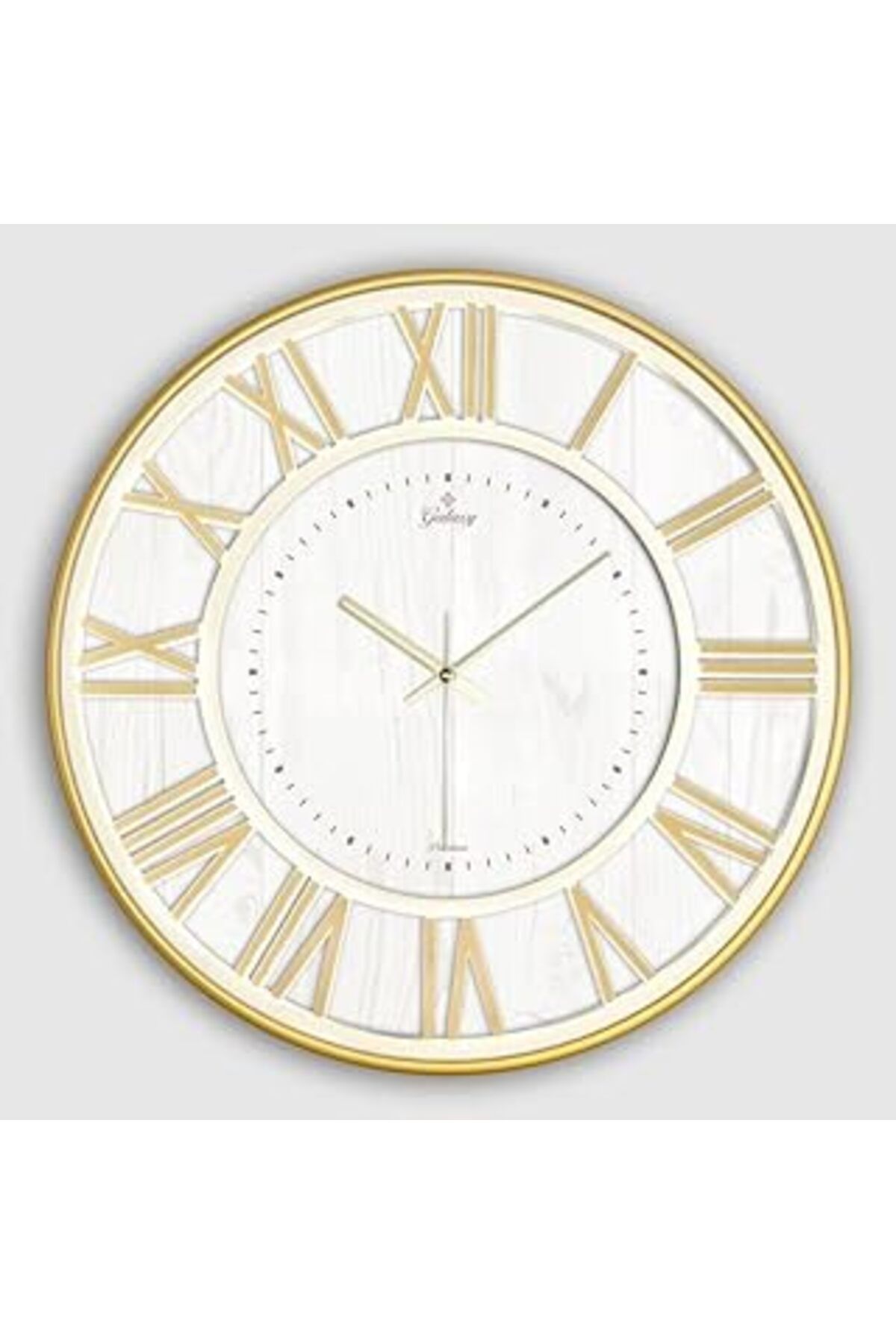 Pazarcan Galaxy Premium Serisi Modern Tasarımlı Roma Rakamlı 40 Cm Duvar Saati Gold-Beyaz