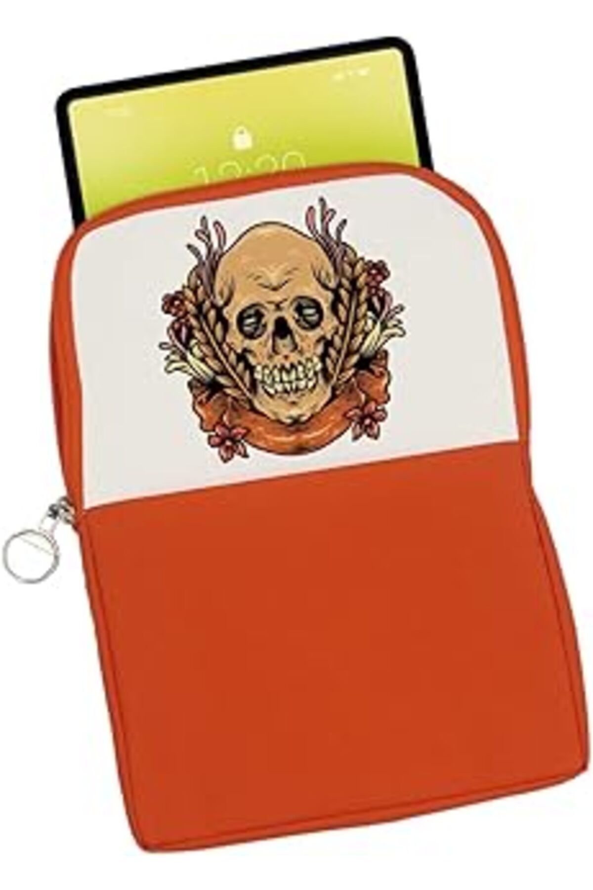 Mu Art Bk Gift Kurukafa Tasarımlı Taşınabilir Koruyucu Tablet Kılıfı & Organizer Çanta, Turuncu
