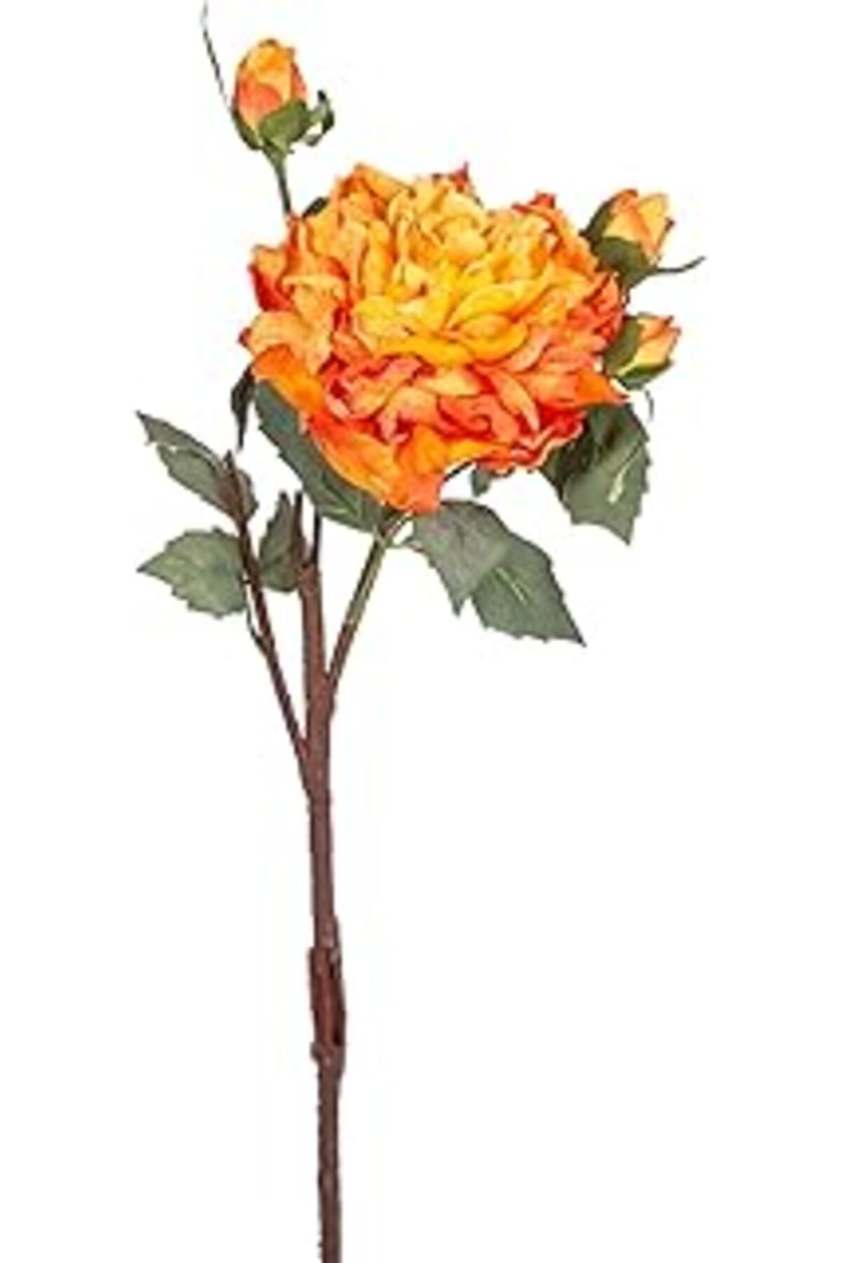 Mu Art Ahşap Herdekora Yapay Gül Kurumuş Efektli Turuncu 60 Cm.