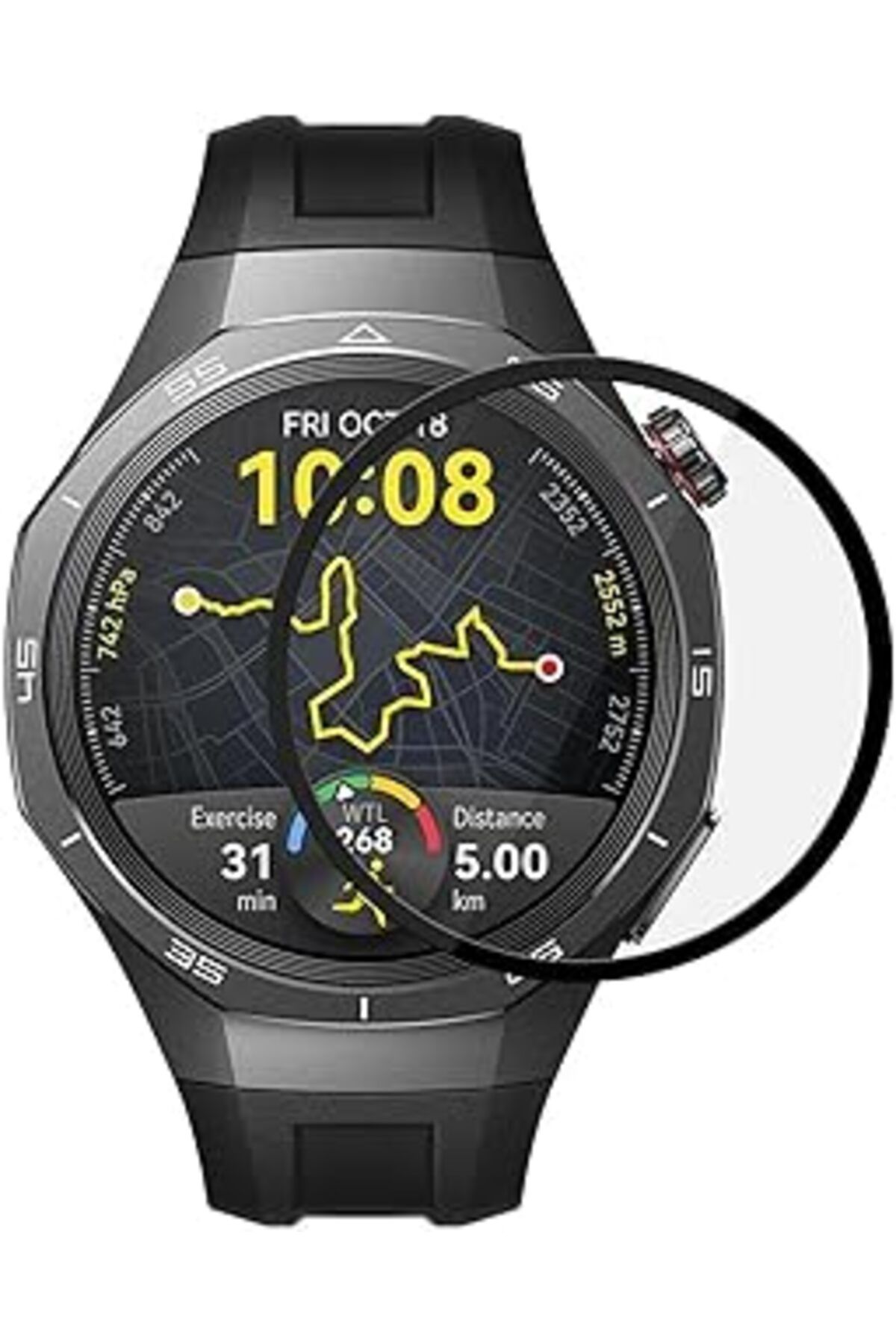 Mu Art Huawei Watch Gt5 Pro 46Mm Tam Kaplayan Temperli Cam Full Ekran Koruyucu Siyah