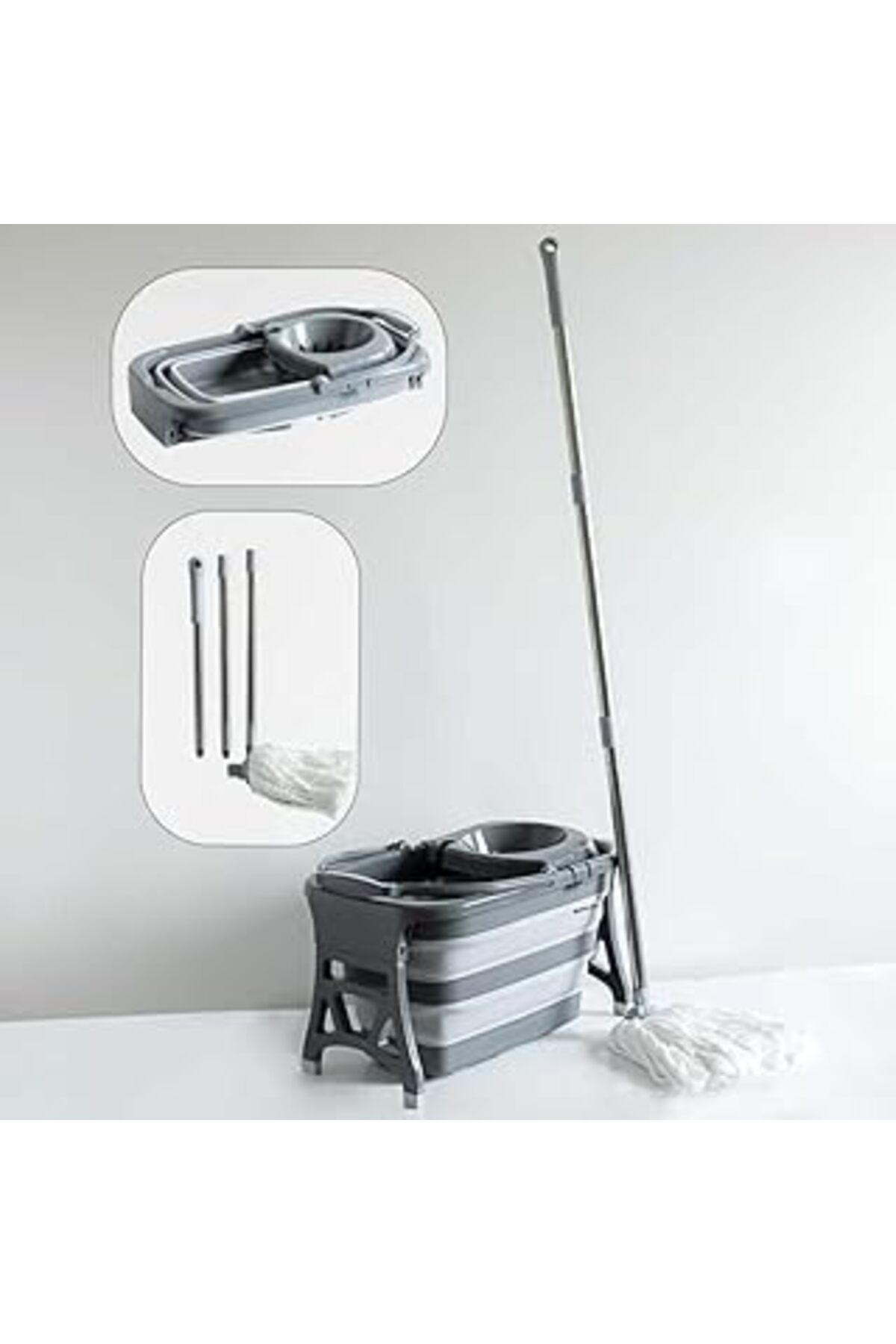 Mu Art Bovlen 20 Litre Katlanabilir Mop Ve Kovası - Temizlik Kovası - Paspas Ve Kova - Ev Tipi Moplar Ve K