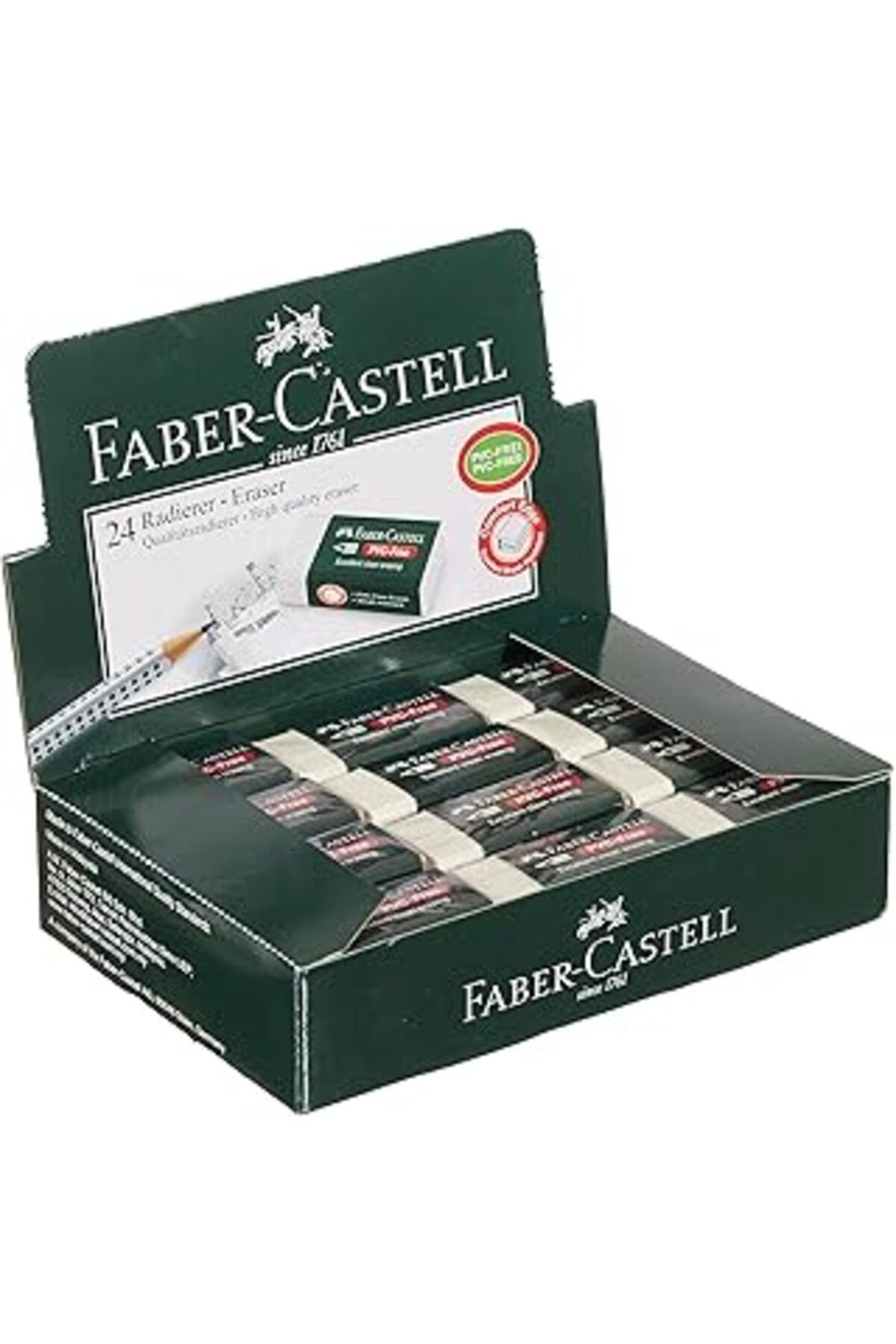 Mu Art Ahşap Faber-castell 7085 Beyaz Orta Boy Silgi, 24'lü