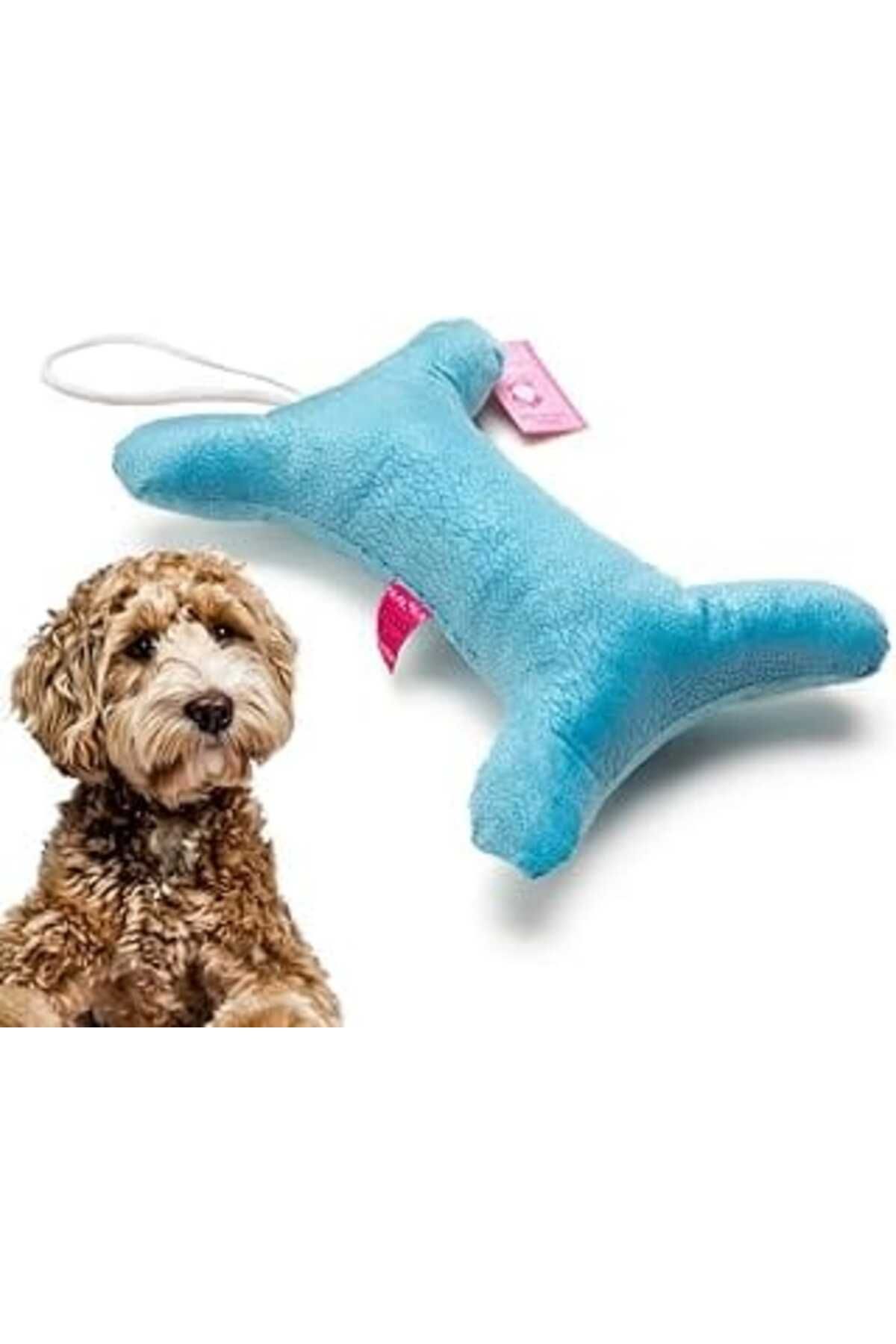 Mu Art Kemik Peluş Köpek Oyuncağı Çekiştirmeli Diş Kaşıma Diş Sağlığı Büyük Kemik (Mavi)