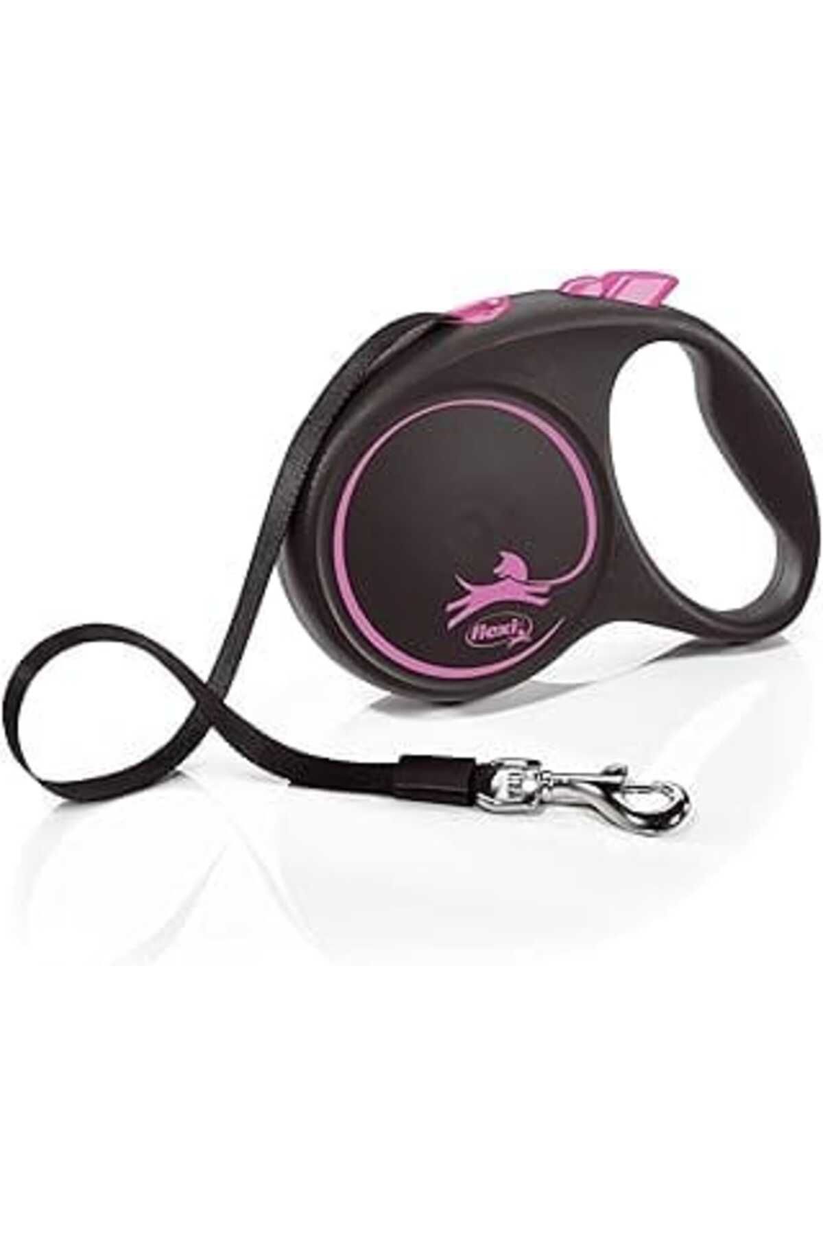 NZM TİCARET Flexi Black Design L Beden Pembe 5Mt Şerit Tasma