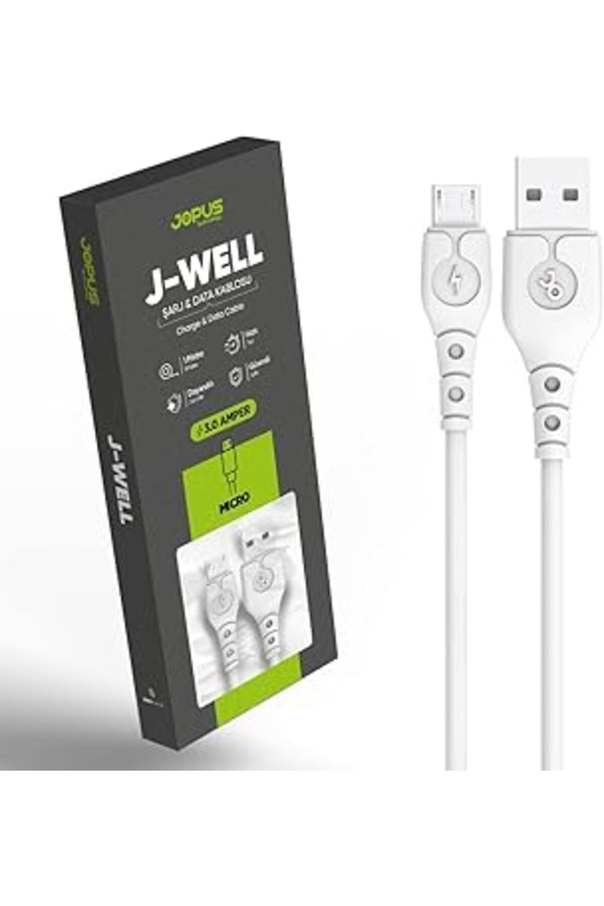 DENİZBİLİŞİM Jopus Universal Micro Data Kablosu Jo-Dk9 J-Well, Beyaz, 1Mt